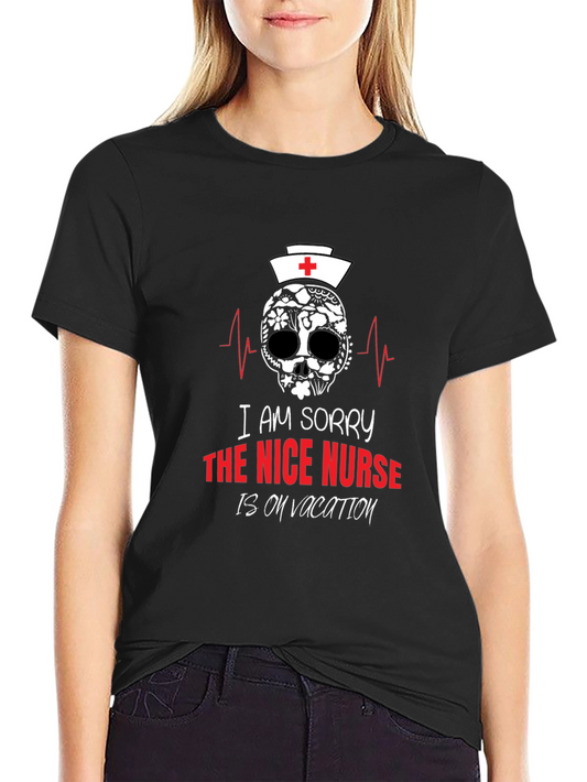 Nurse Skull Graphic T-Shirt -  Nice Nurse on Vacation