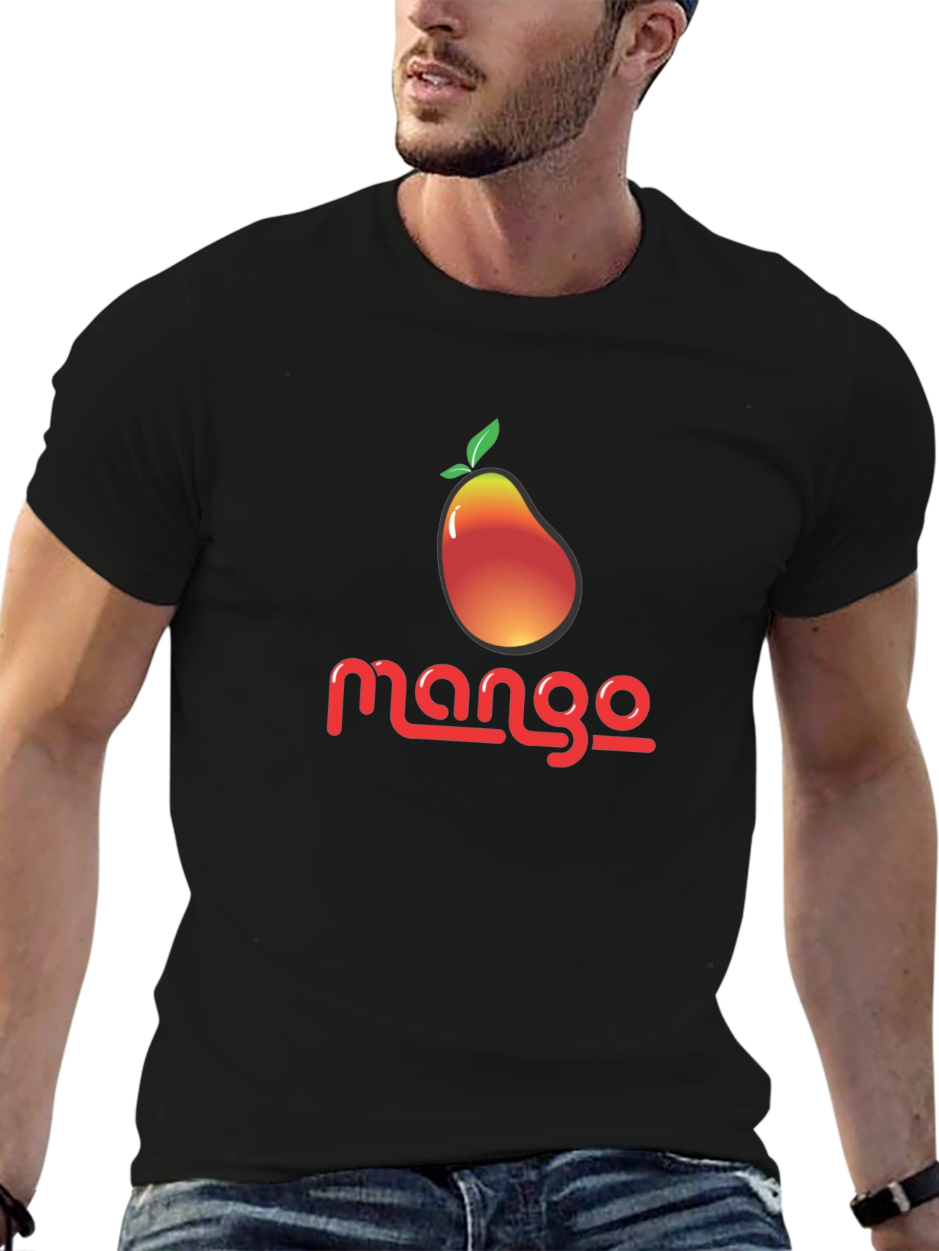 Mango Graphic Print Black T-Shirt