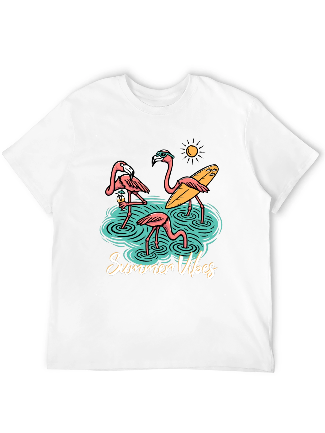Summer Vibes Flamingo Graphic T-Shirt