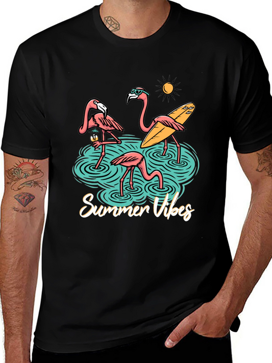 Summer Vibes Flamingo Graphic T-Shirt