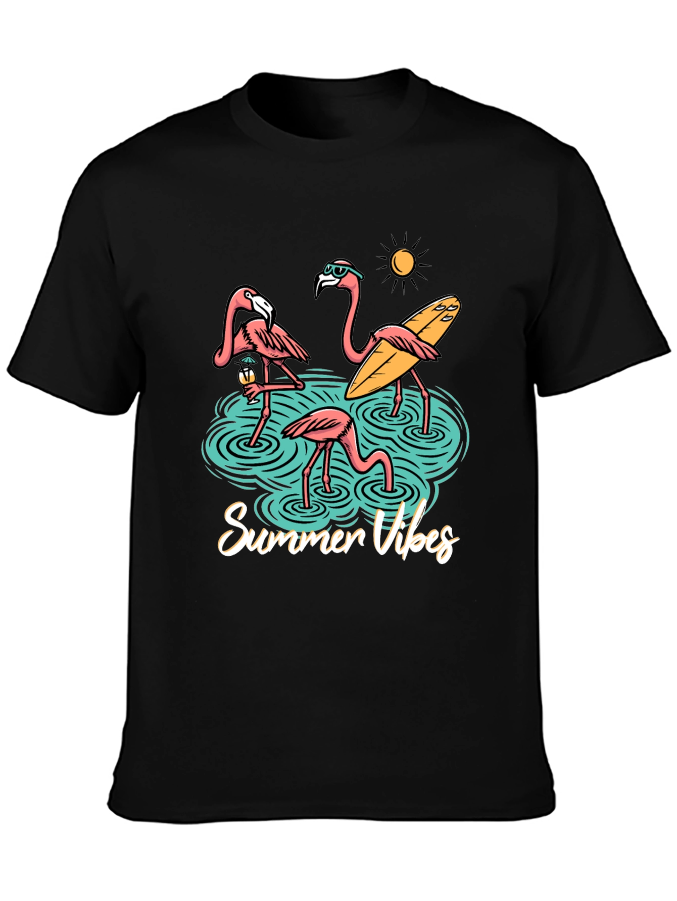 Summer Vibes Flamingo Graphic T-Shirt