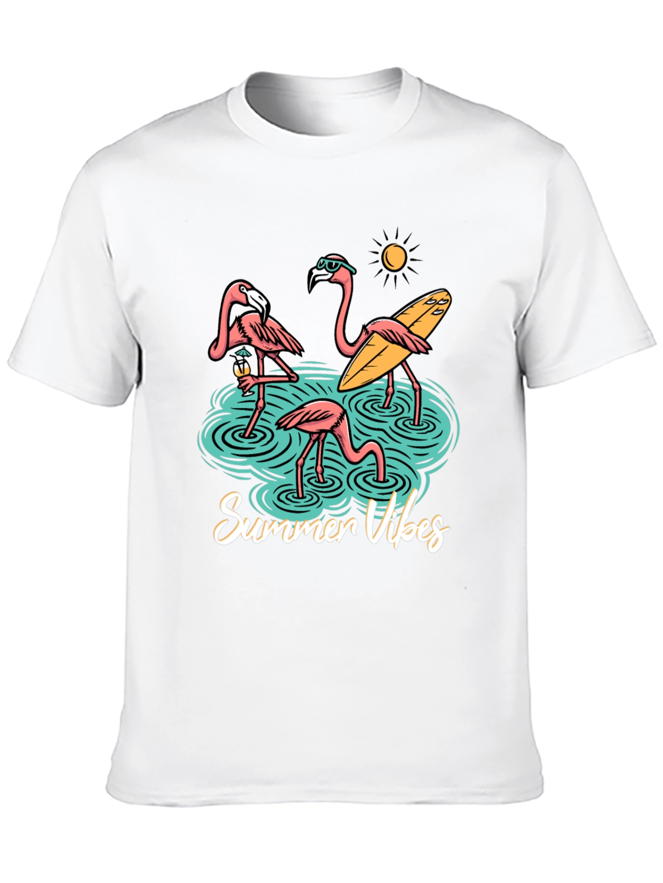 Summer Vibes Flamingo Graphic T-Shirt