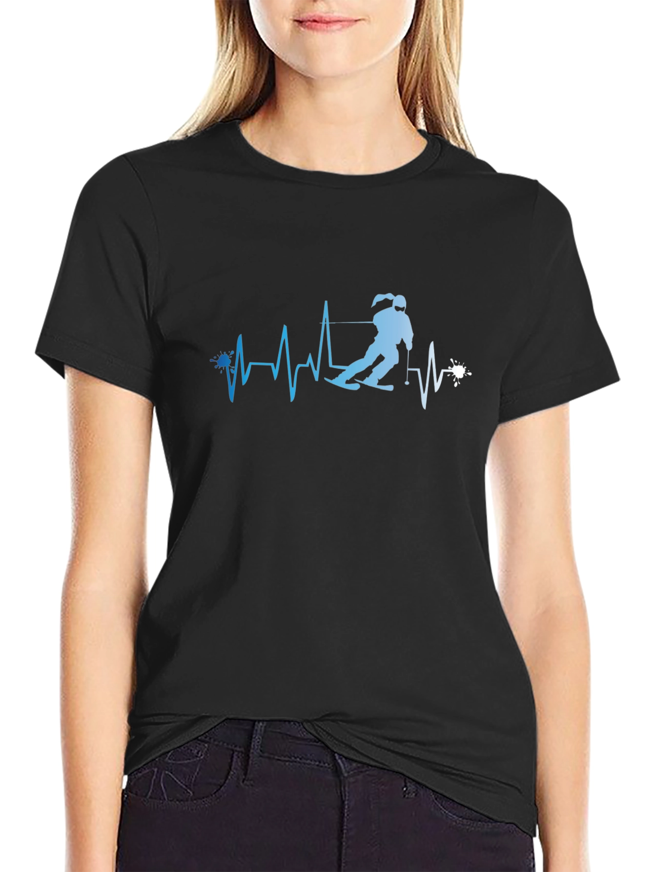 Skiing Heartbeat T-Shirt - Sporty Tee
