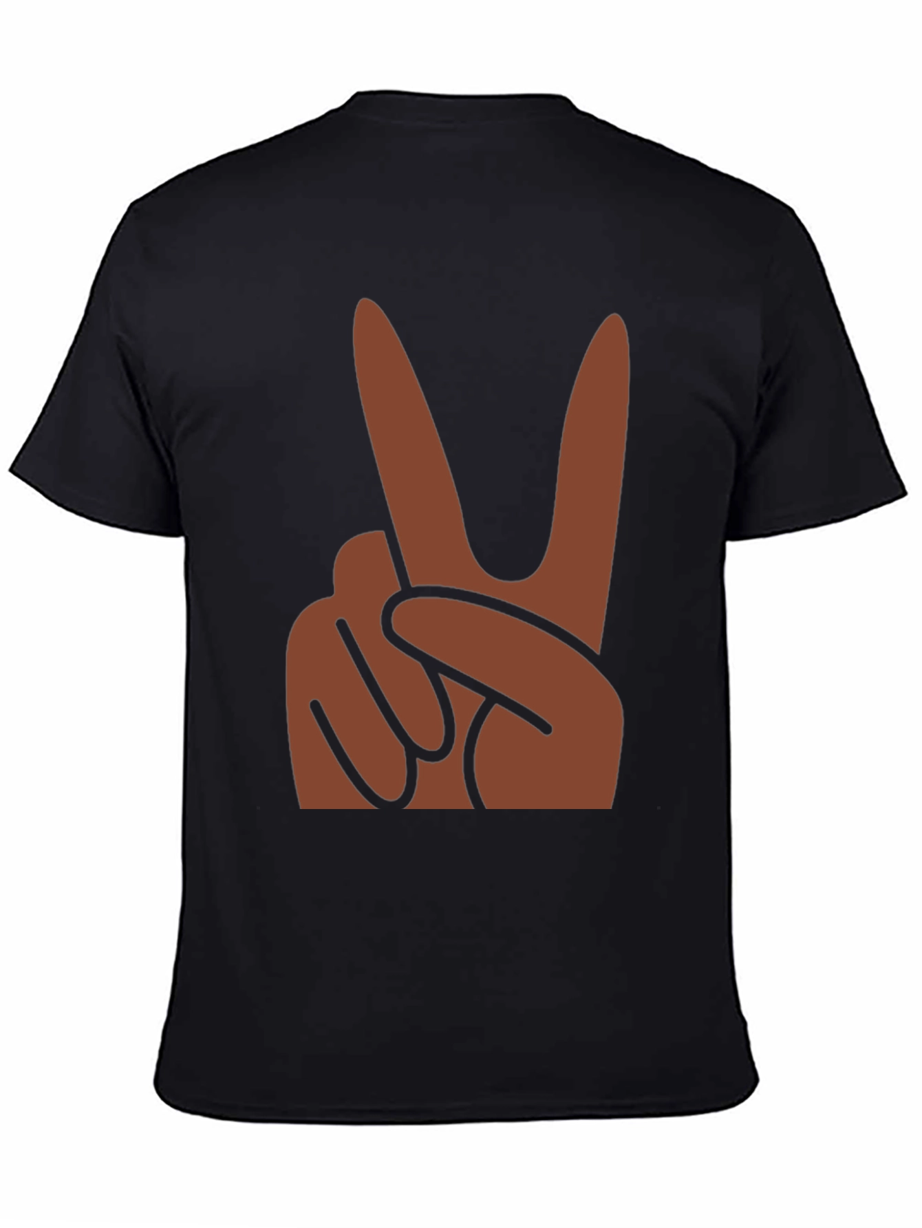 Peace Hand Sign Graphic Black T-Shirt
