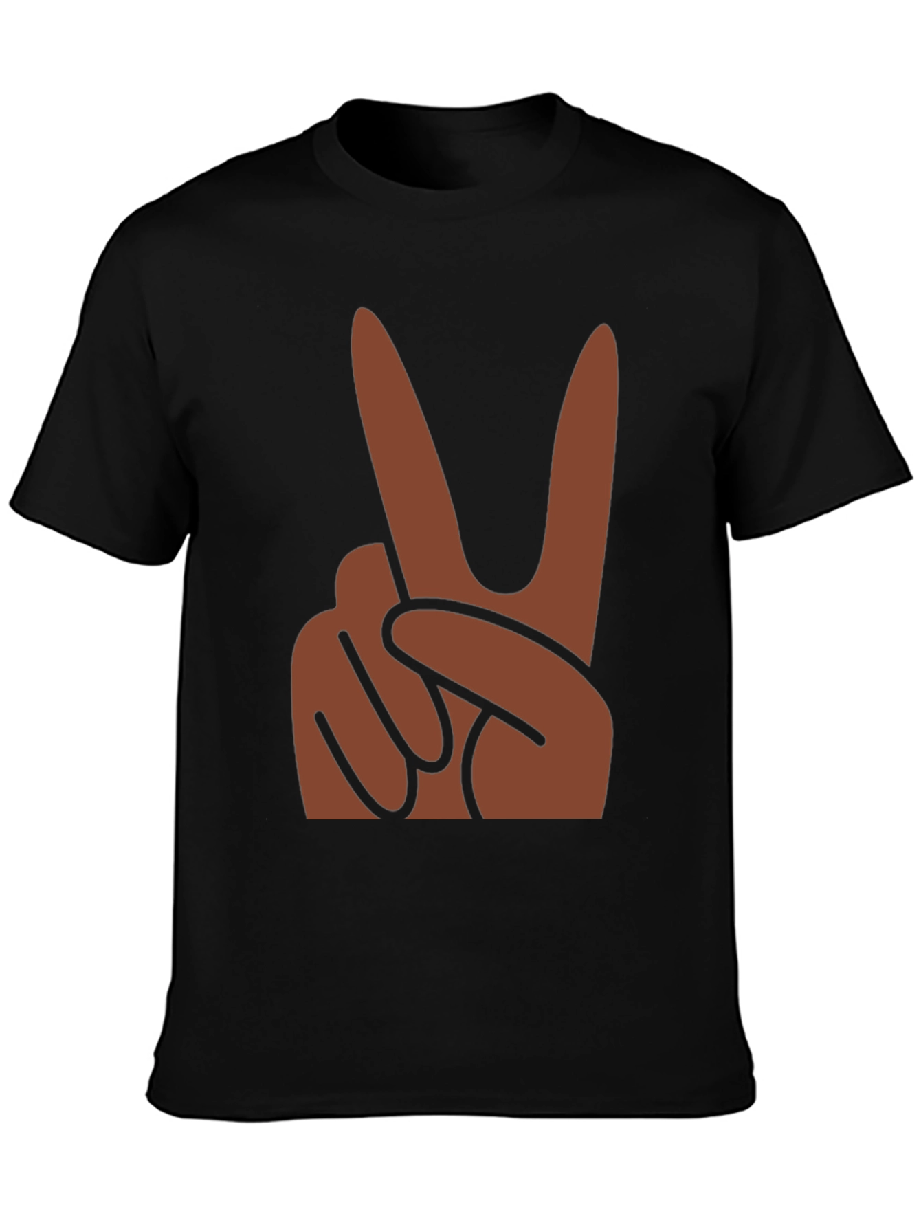 Peace Hand Sign Graphic Black T-Shirt
