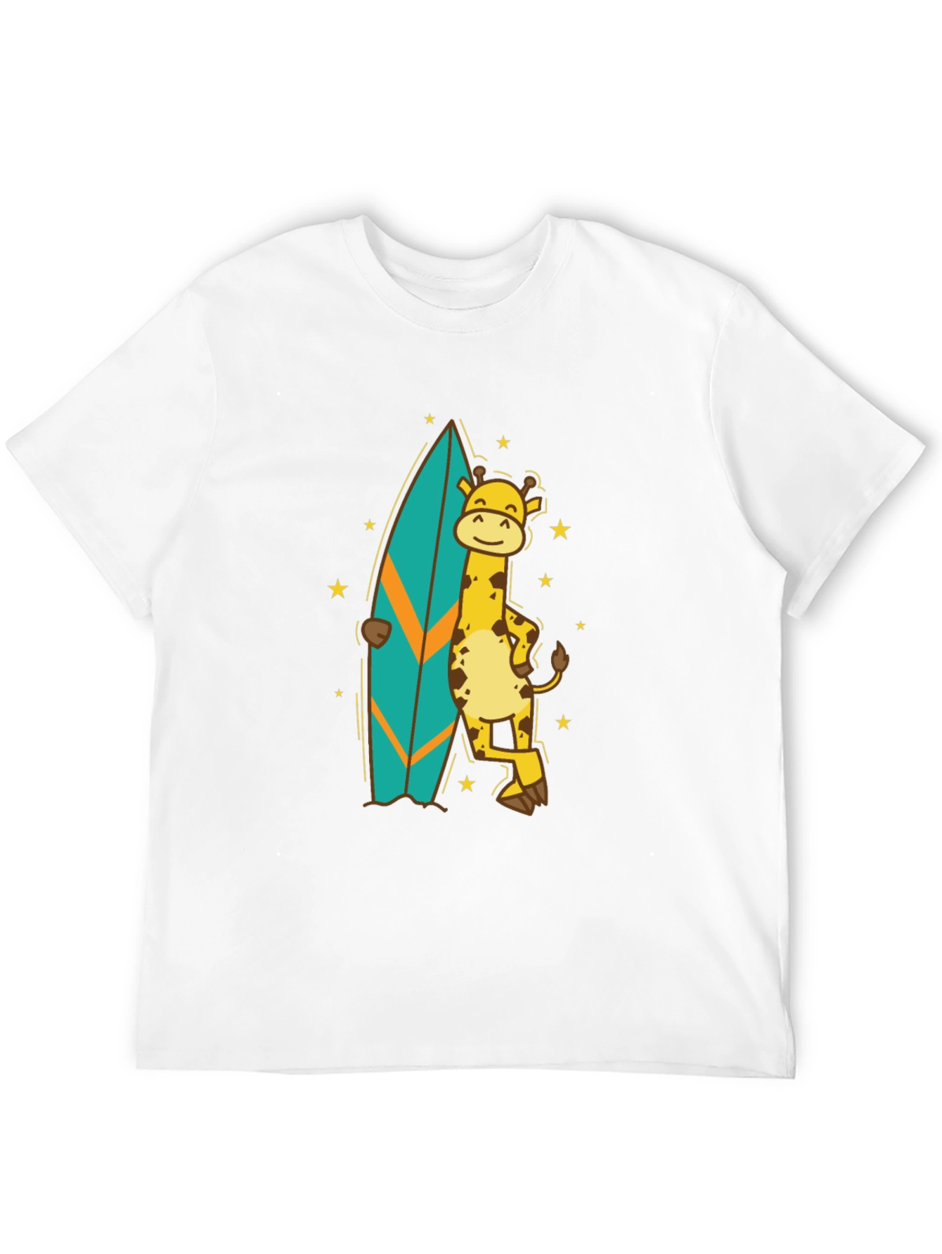 Surfing Giraffe T-Shirt - Black Cotton Tee