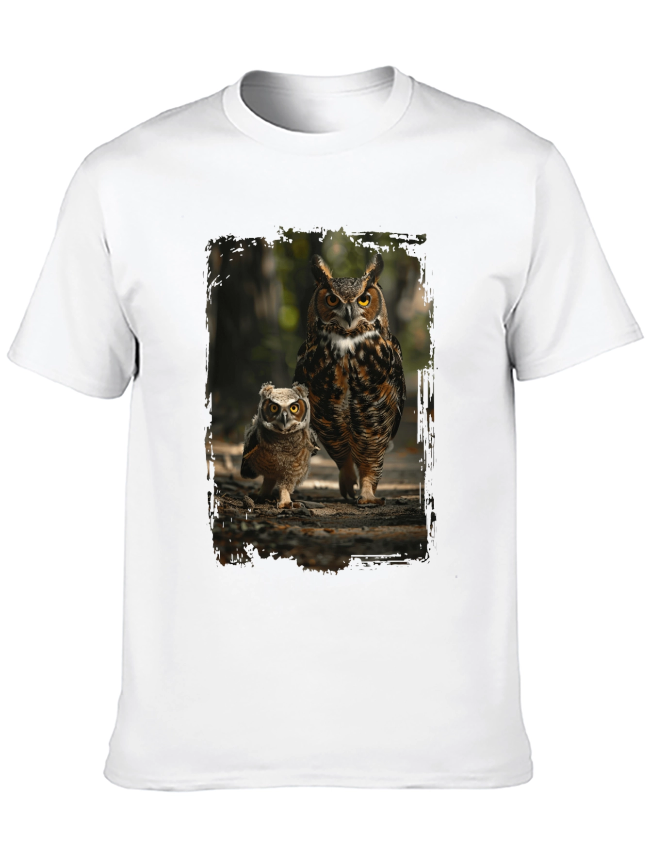 Owl Family Graphic Tee - Nature Lovers Black T-Shirt