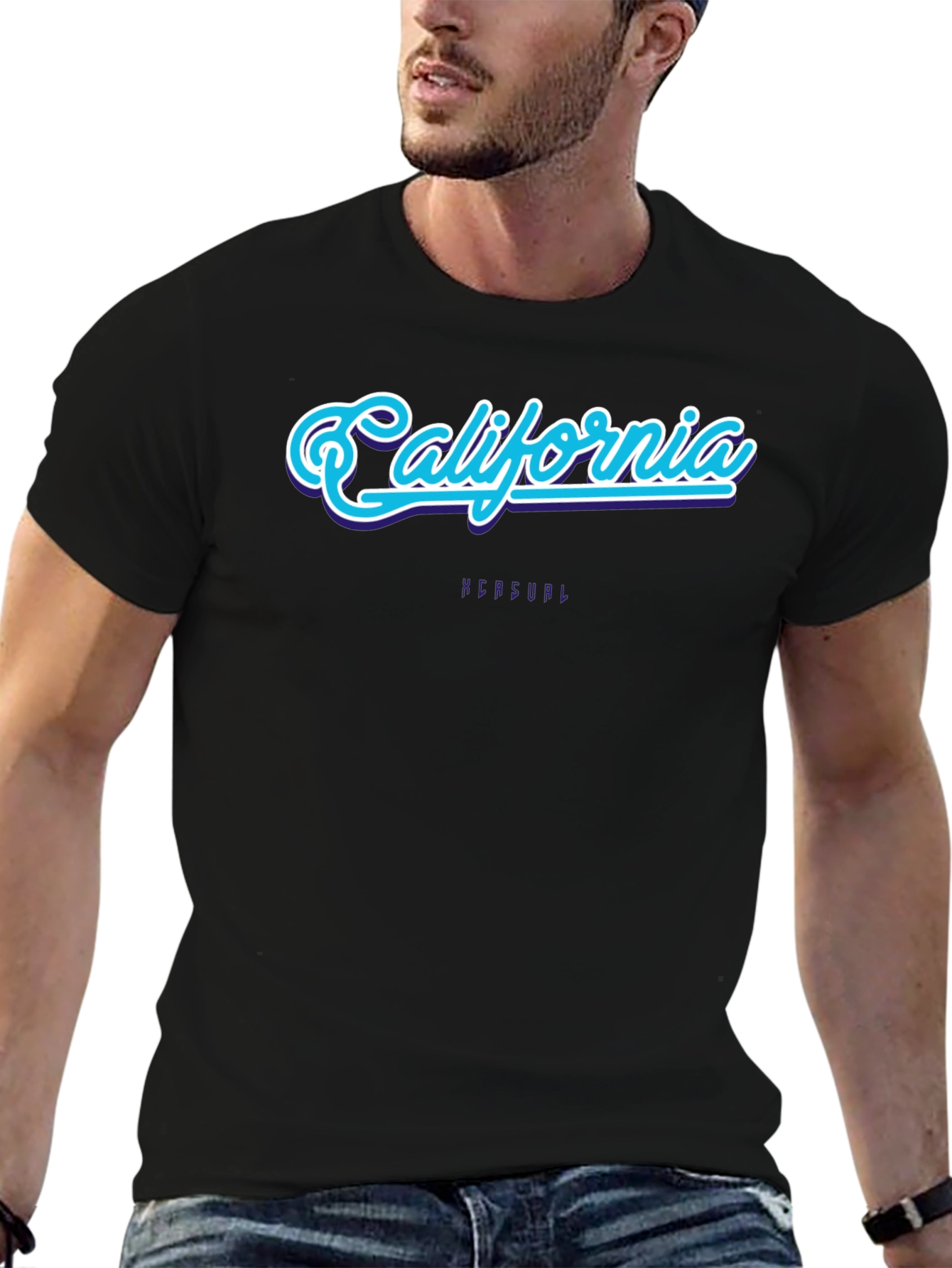 California Graphic Print Black T-Shirt