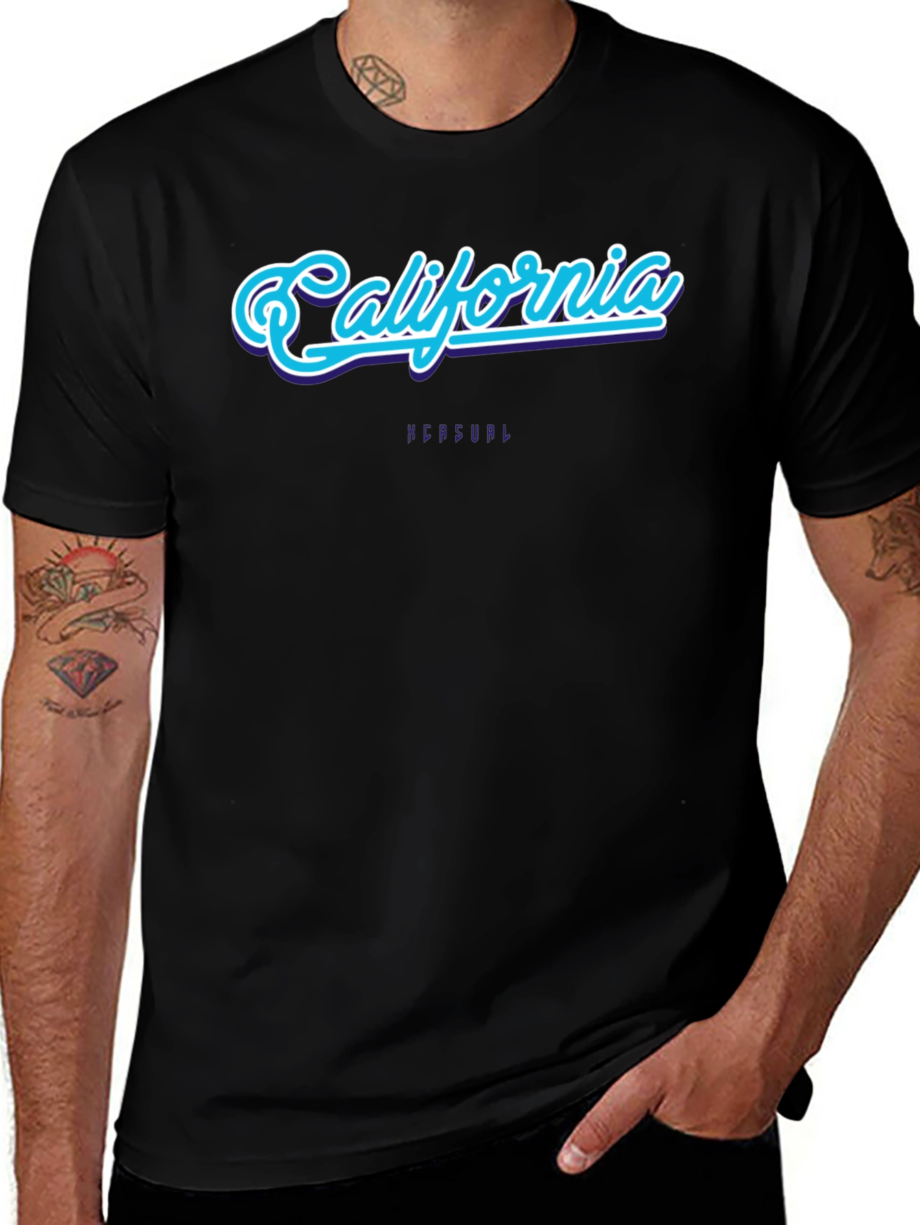 California Graphic Print Black T-Shirt