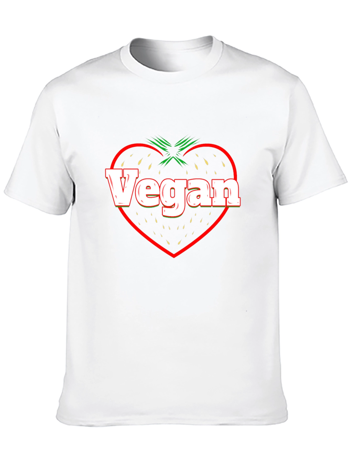 Vegan Strawberry Heart Black T-Shirt