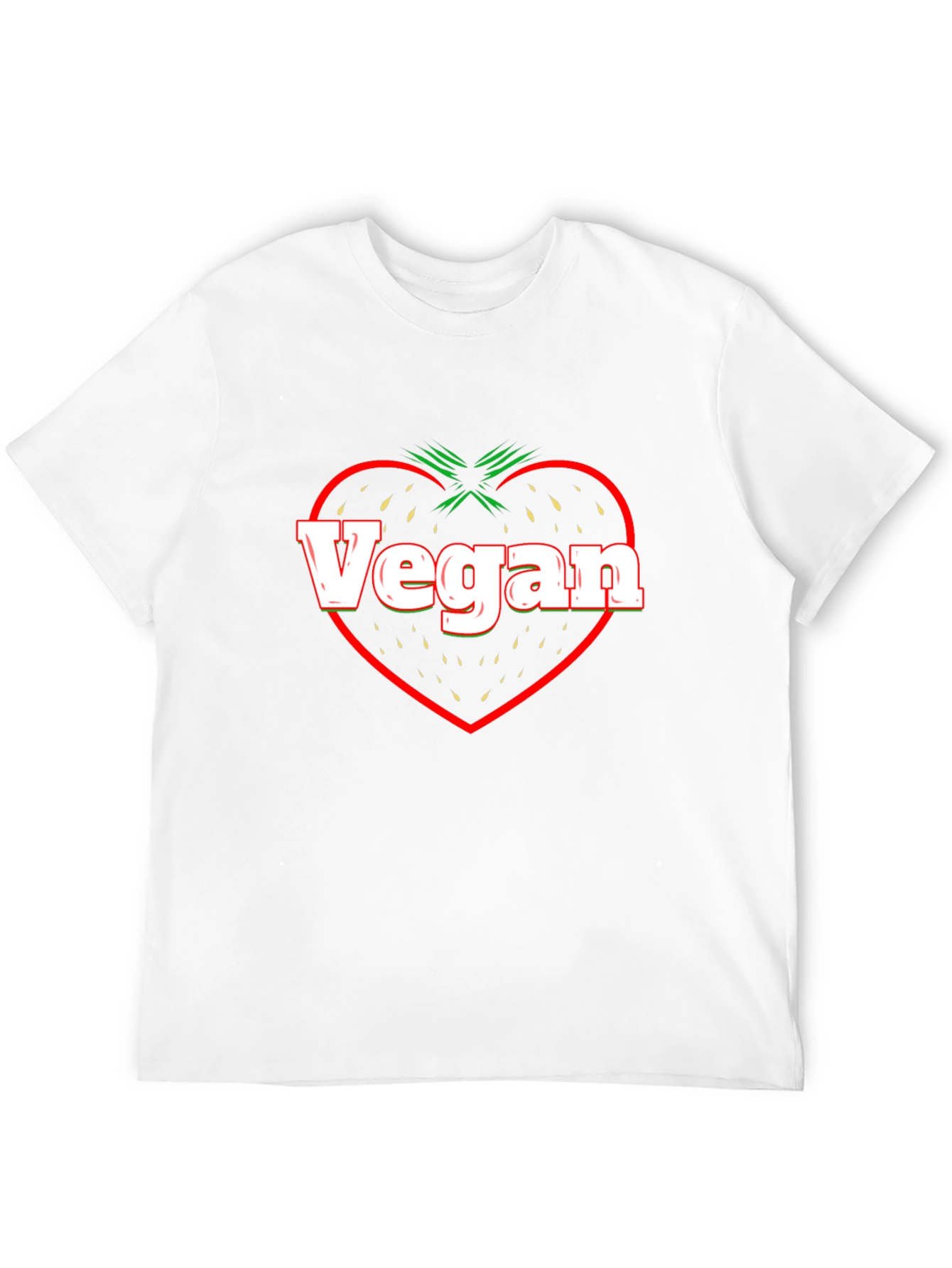Vegan Strawberry Heart Black T-Shirt