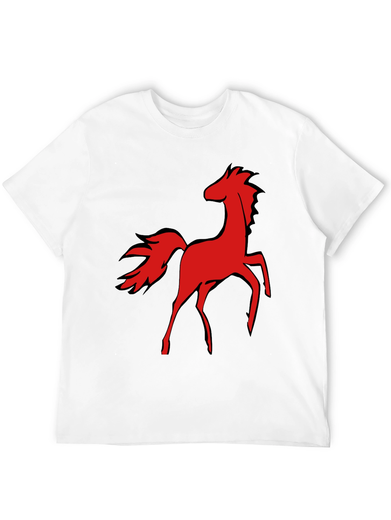 Red Horse Graphic Tee - Black Cotton T-Shirt