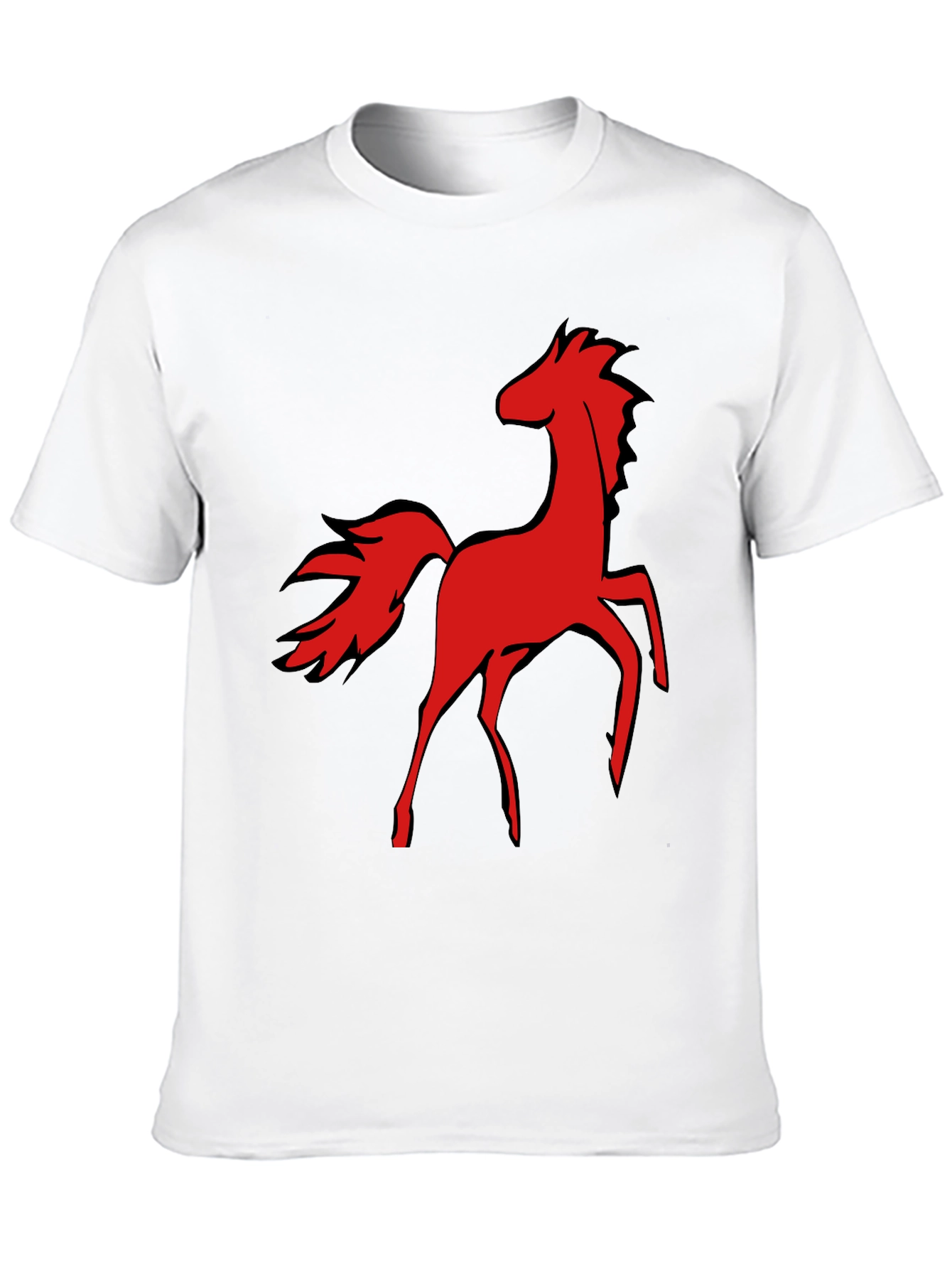 Red Horse Graphic Tee - Black Cotton T-Shirt