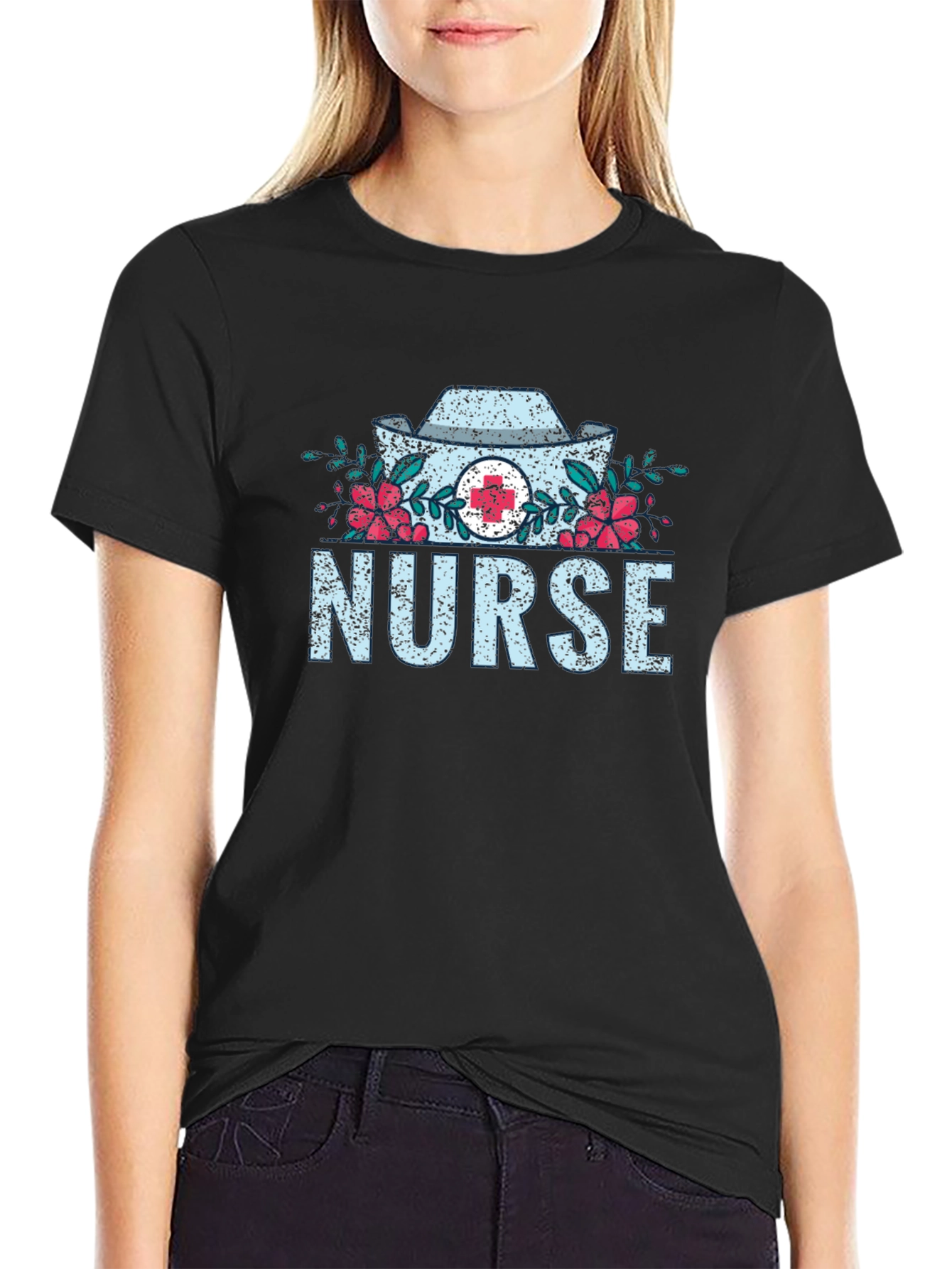Nurse Floral Graphic T-Shirt - Medical Profession Apparel