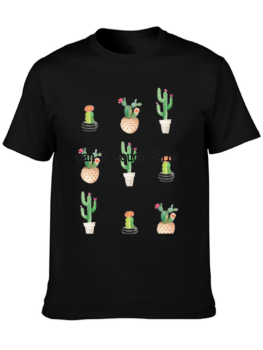 Cactus Plant Graphic Tee -  Trendy Crew Neck T-Shirt