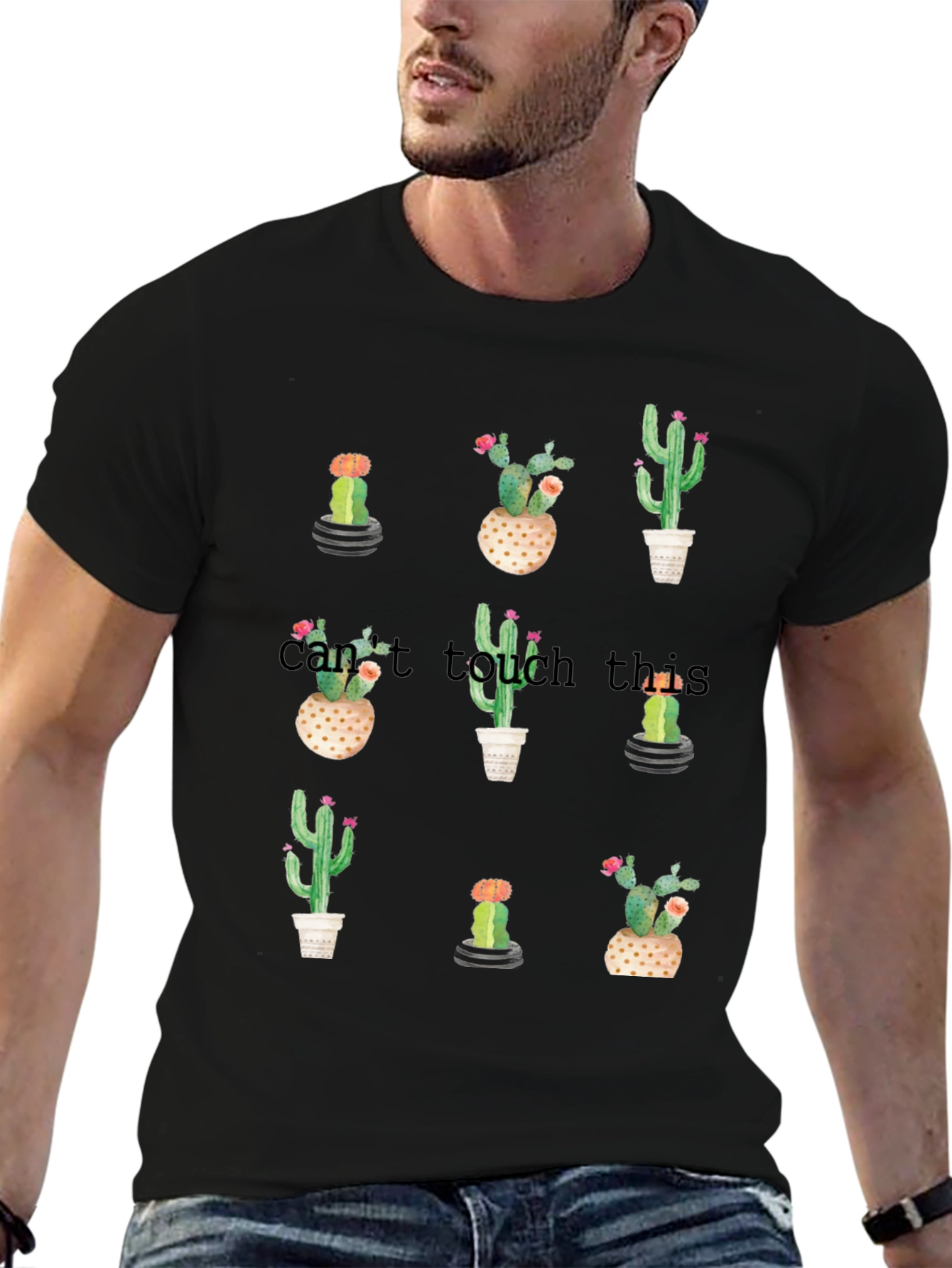 Cactus Plant Graphic Tee -  Trendy Crew Neck T-Shirt