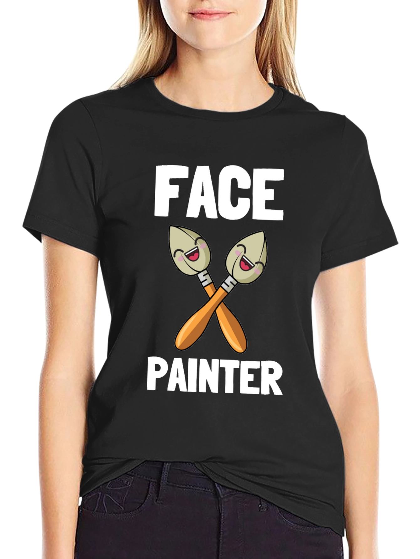 Face Painter Cartoon Brush Graphic T-Shirt