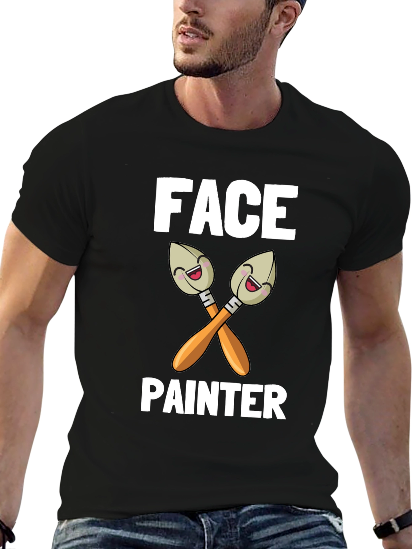 Face Painter Cartoon Brush Graphic T-Shirt