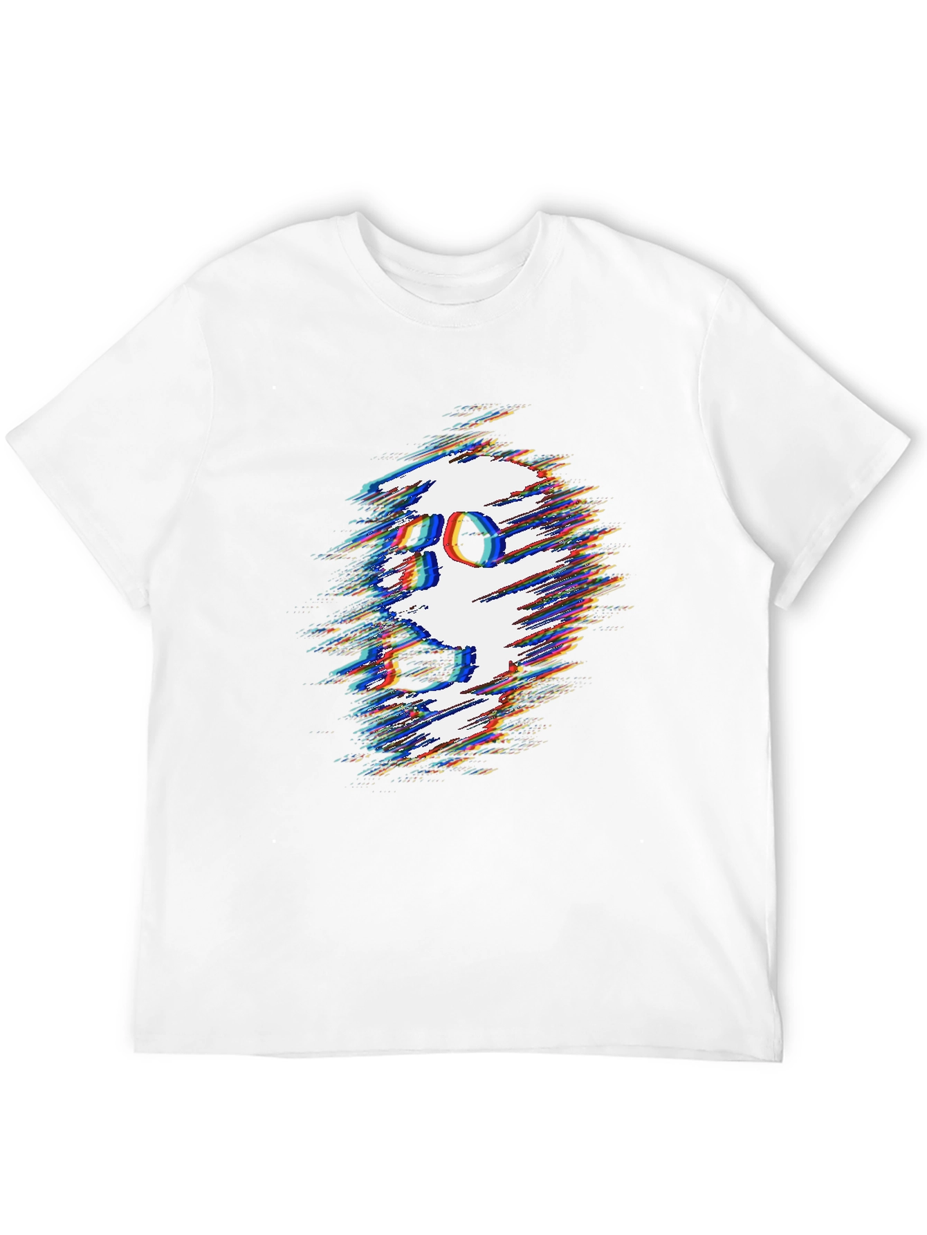 Glitch Skull Graphic Tee - Black Cotton T-Shirt