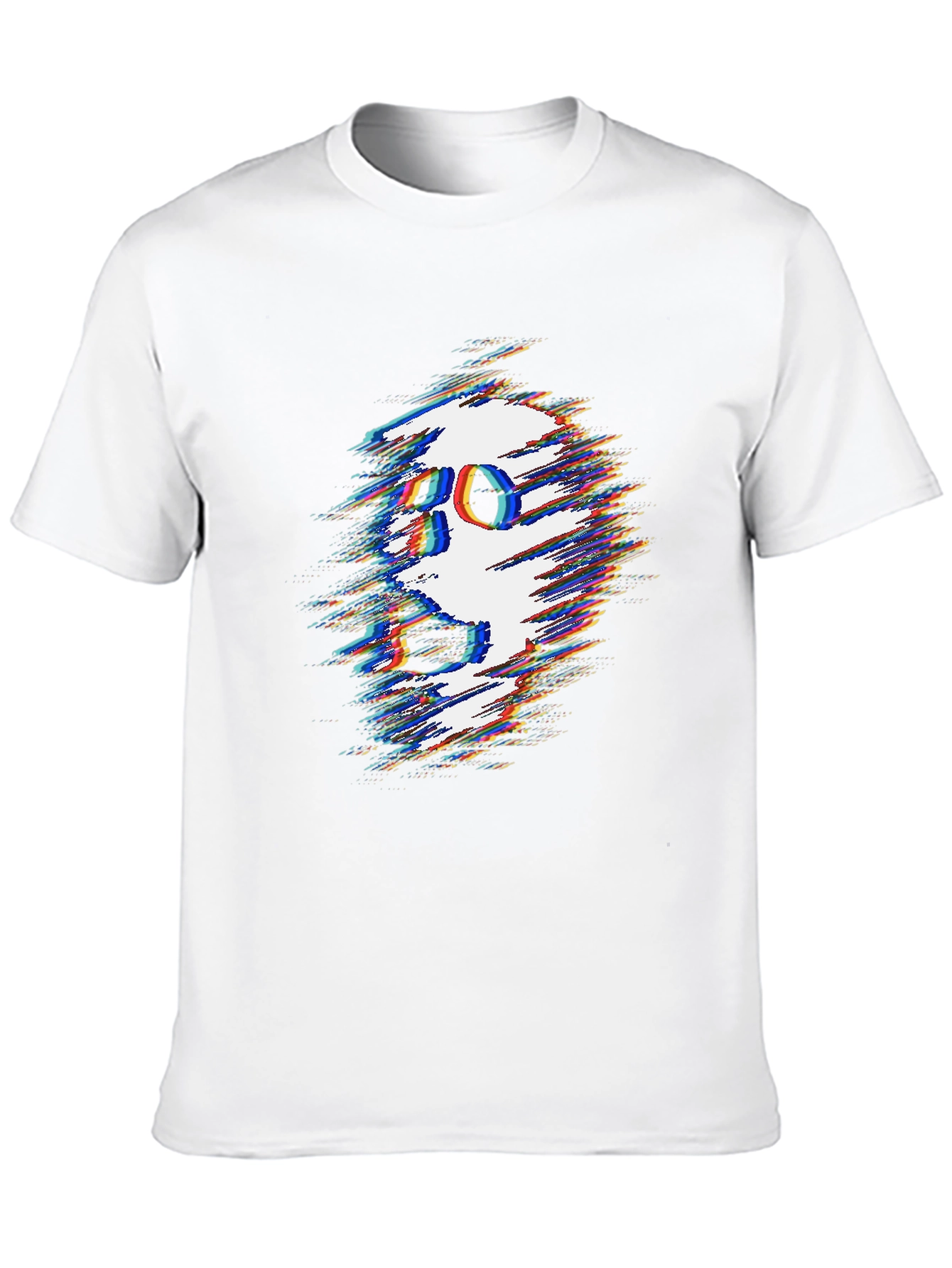 Glitch Skull Graphic Tee - Black Cotton T-Shirt