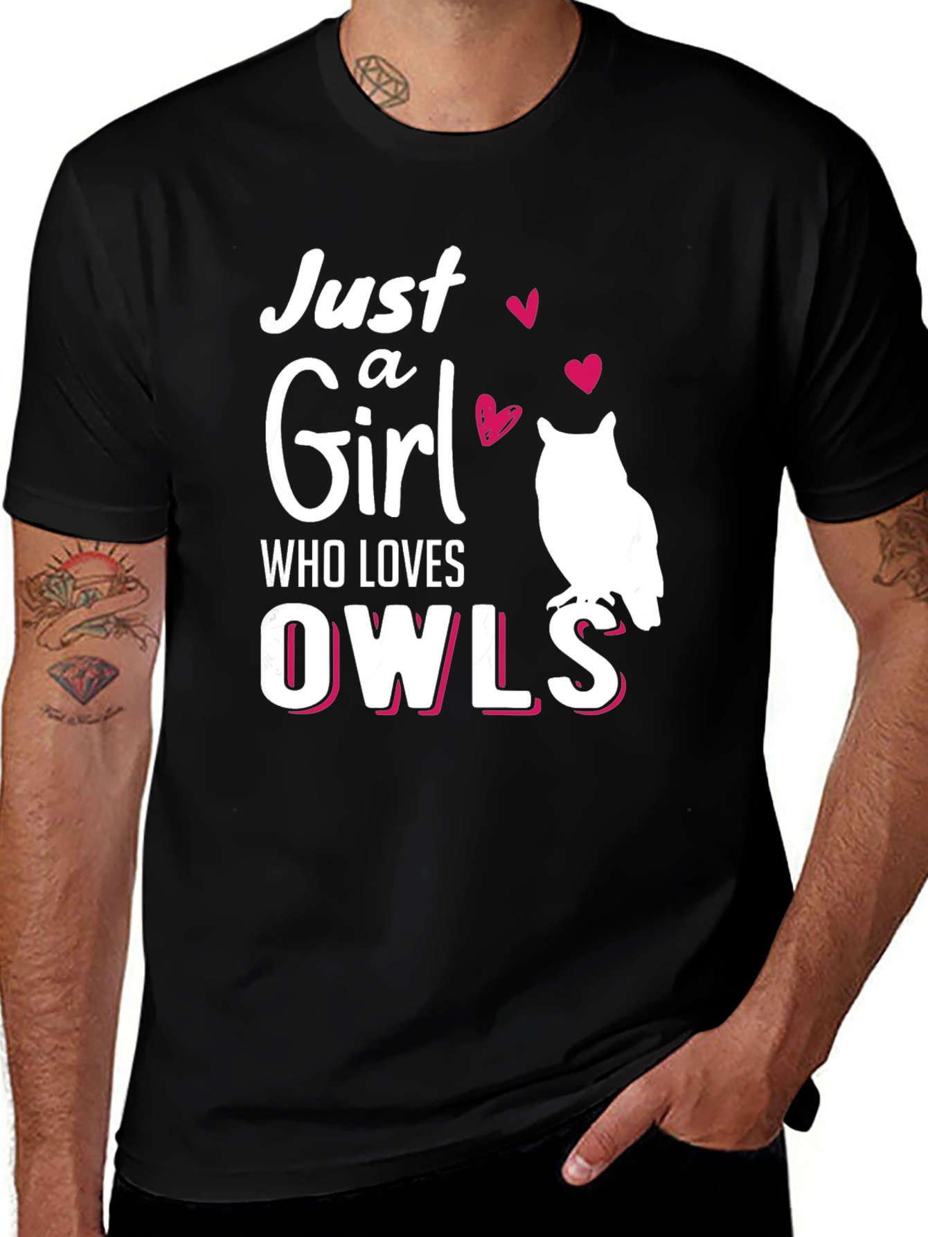 Just a Girl Who Loves Owls Black T-Shirt