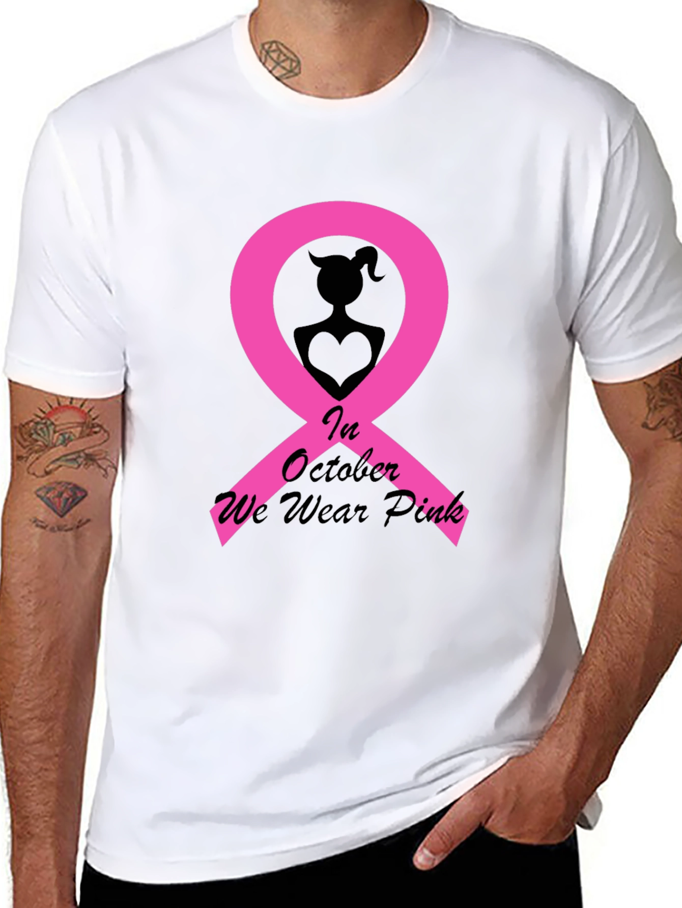 October Breast Cancer Awareness Pink Ribbon T-Shirt