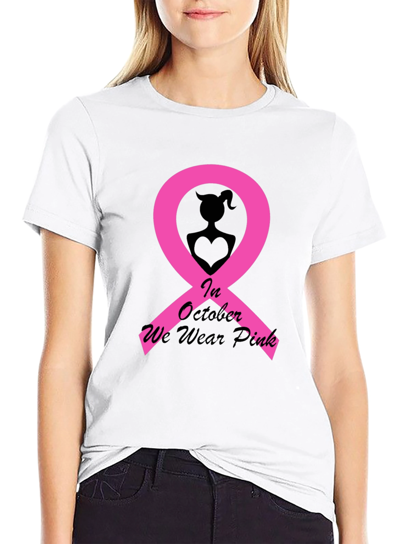October Breast Cancer Awareness Pink Ribbon T-Shirt