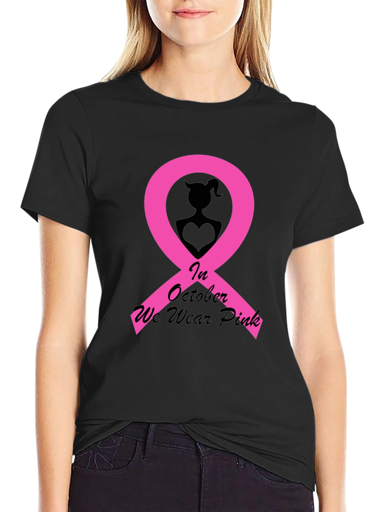 October Breast Cancer Awareness Pink Ribbon T-Shirt
