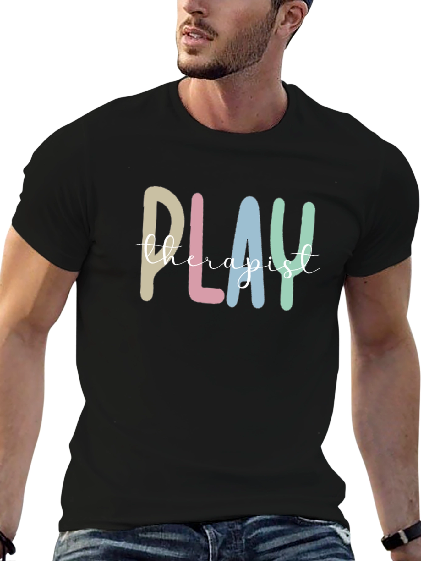 Play Therapist Graphic Tee - Comfortable Black T-Shirt