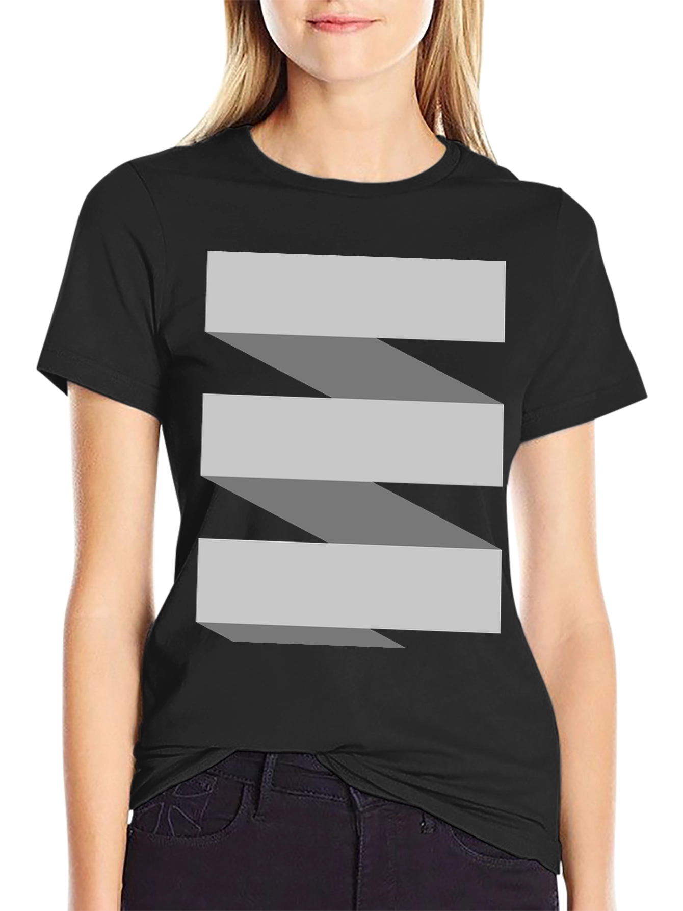 Abstract Ribbon Graphic T-Shirt - Modern Casual Style