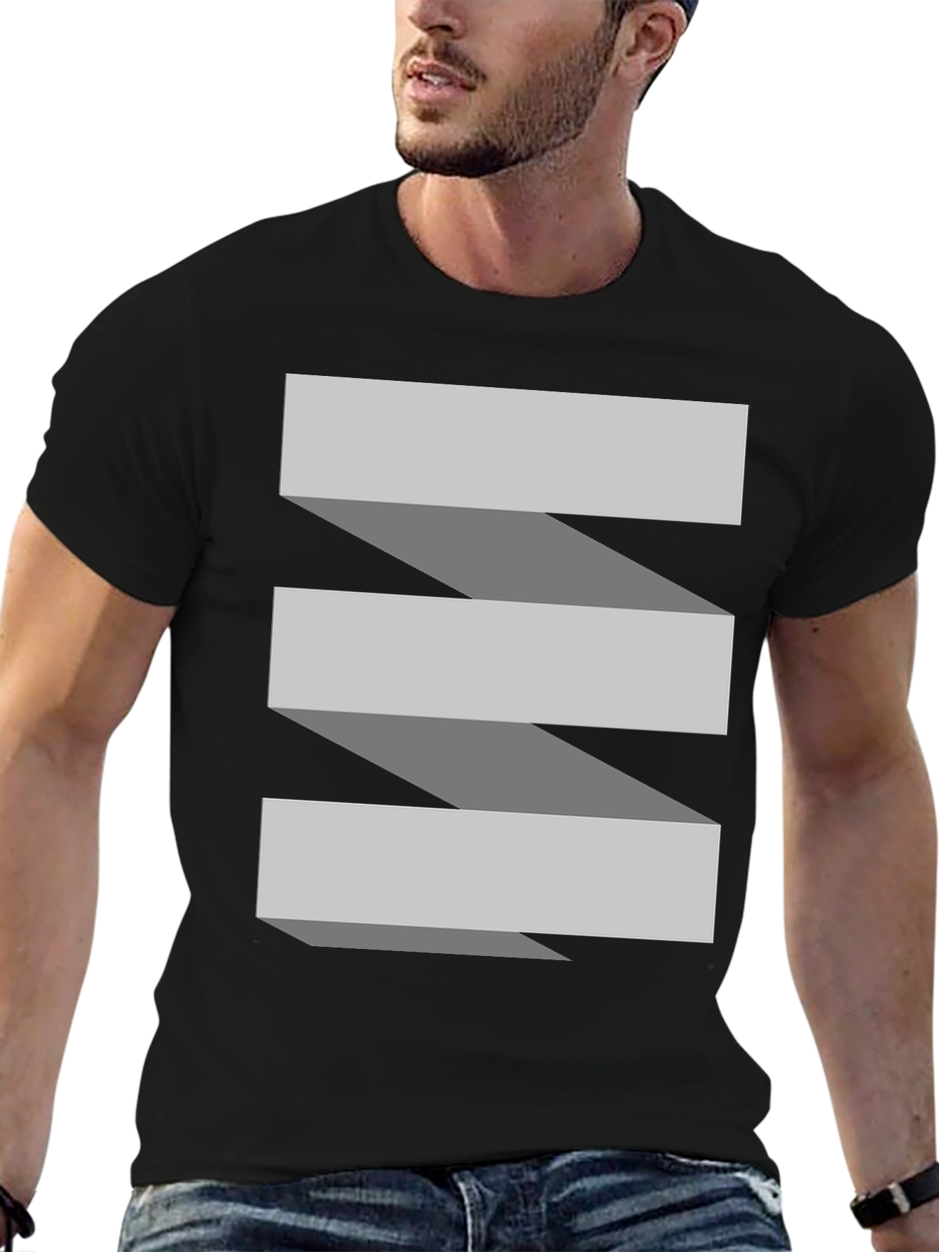 Abstract Ribbon Graphic T-Shirt - Modern Casual Style
