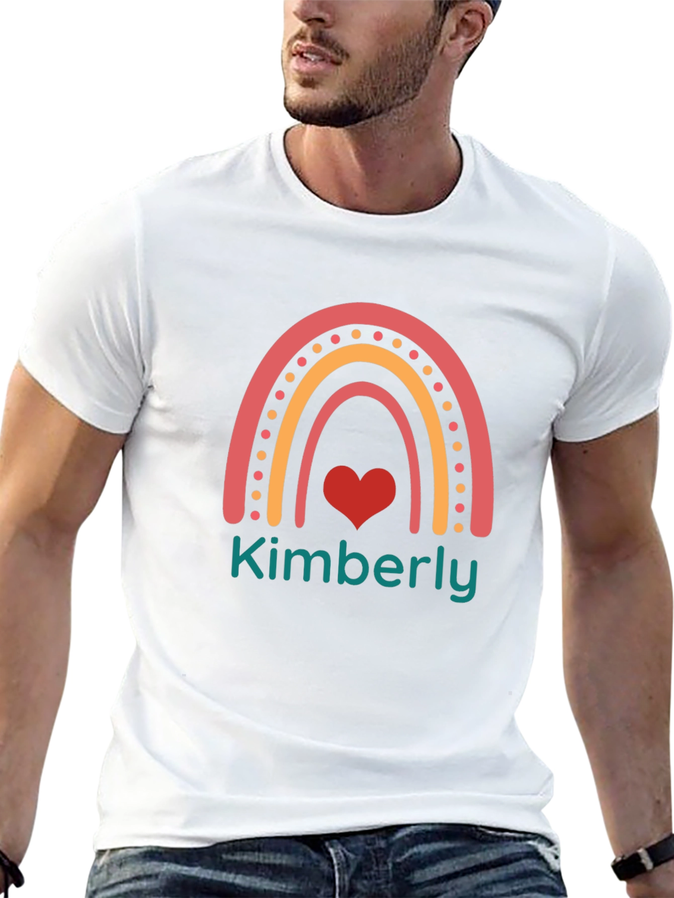 Kimberly Rainbow Heart Black T-Shirt