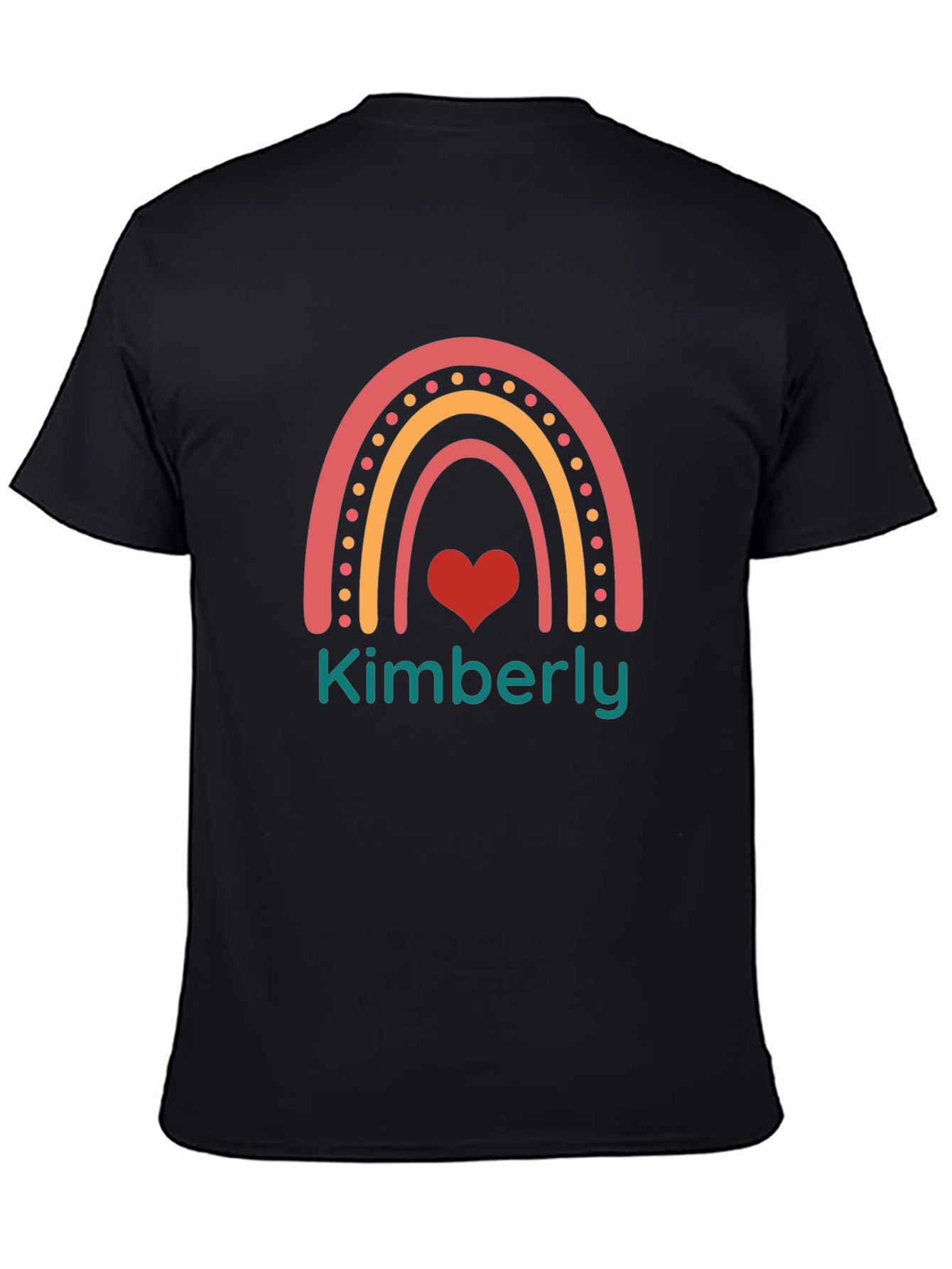 Kimberly Rainbow Heart Black T-Shirt