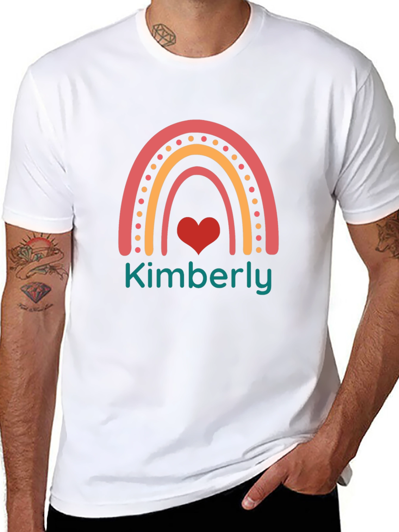 Kimberly Rainbow Heart Black T-Shirt