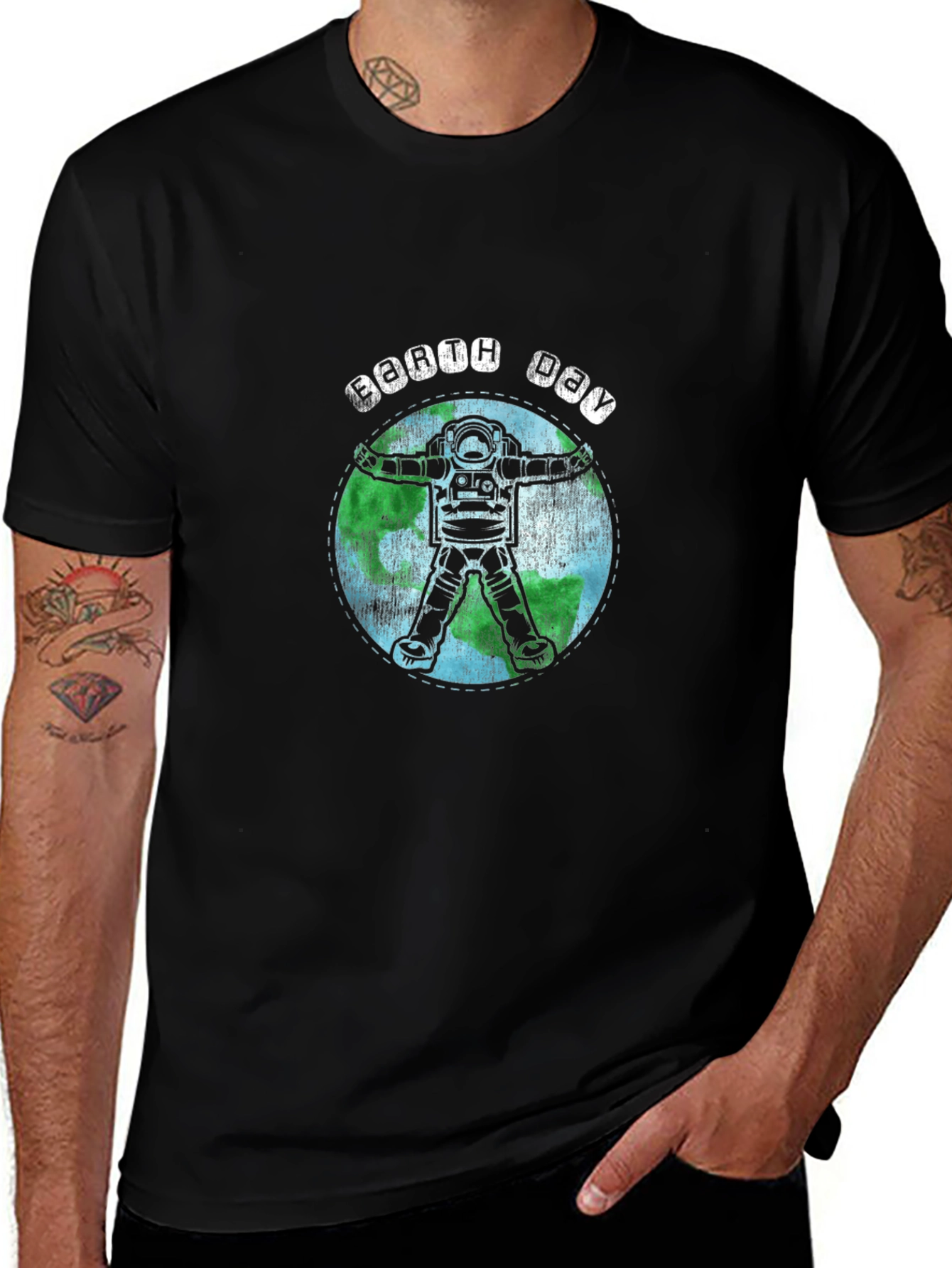 Earth Day Astronaut Graphic Tee - Black Unisex Shirt