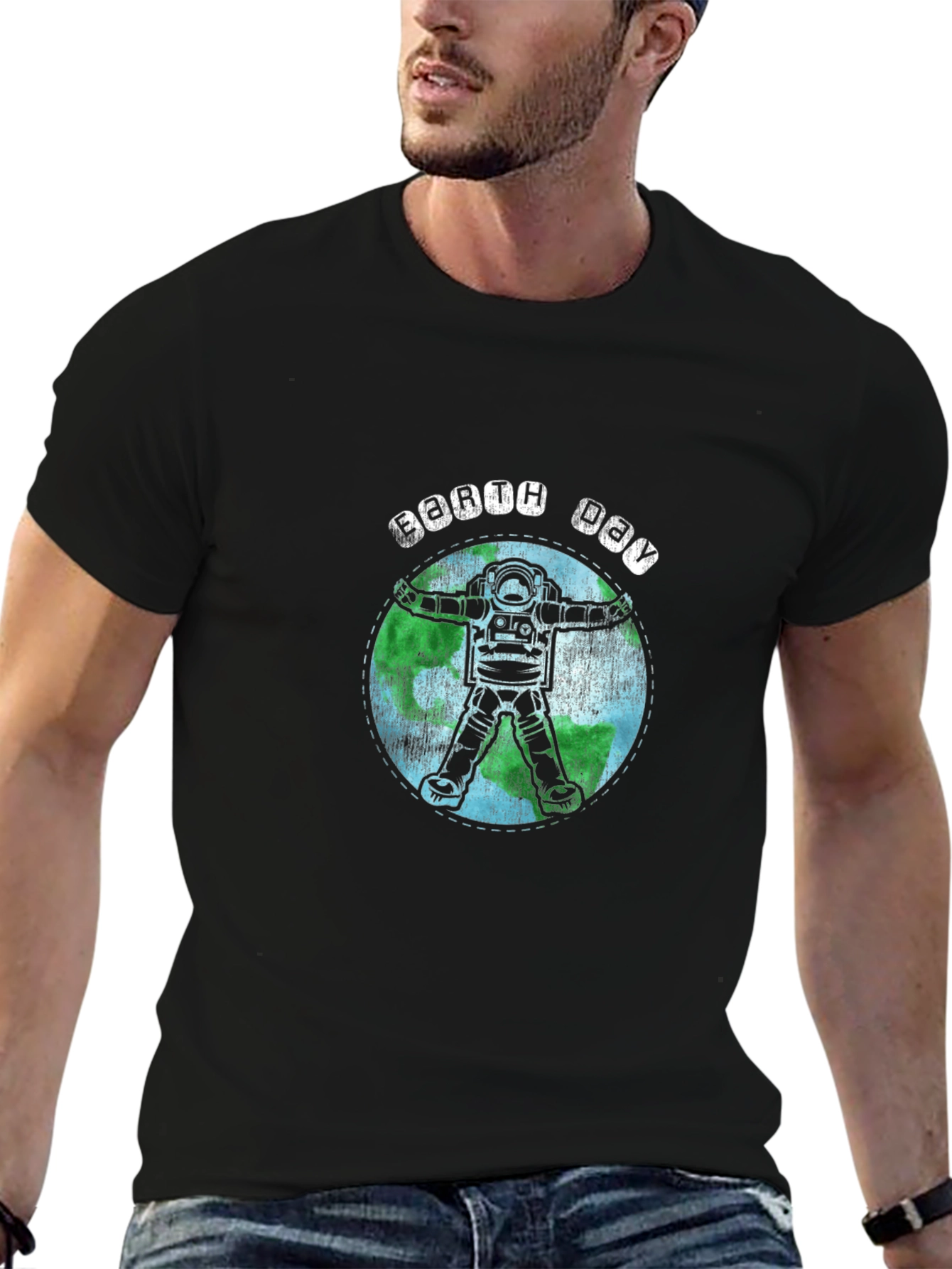 Earth Day Astronaut Graphic Tee - Black Unisex Shirt