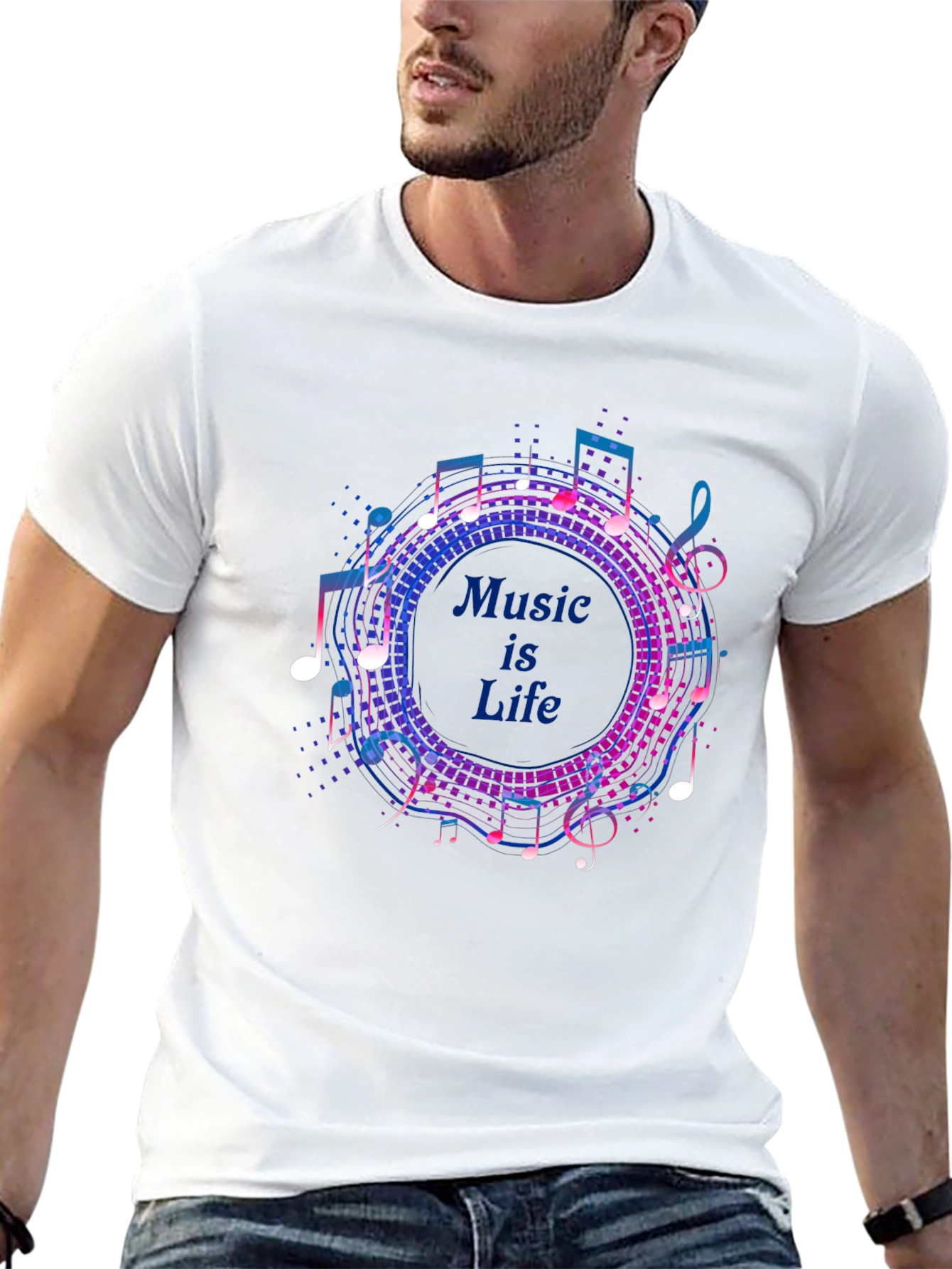 Music is Life Graphic Tee - Mens Black T-Shirt