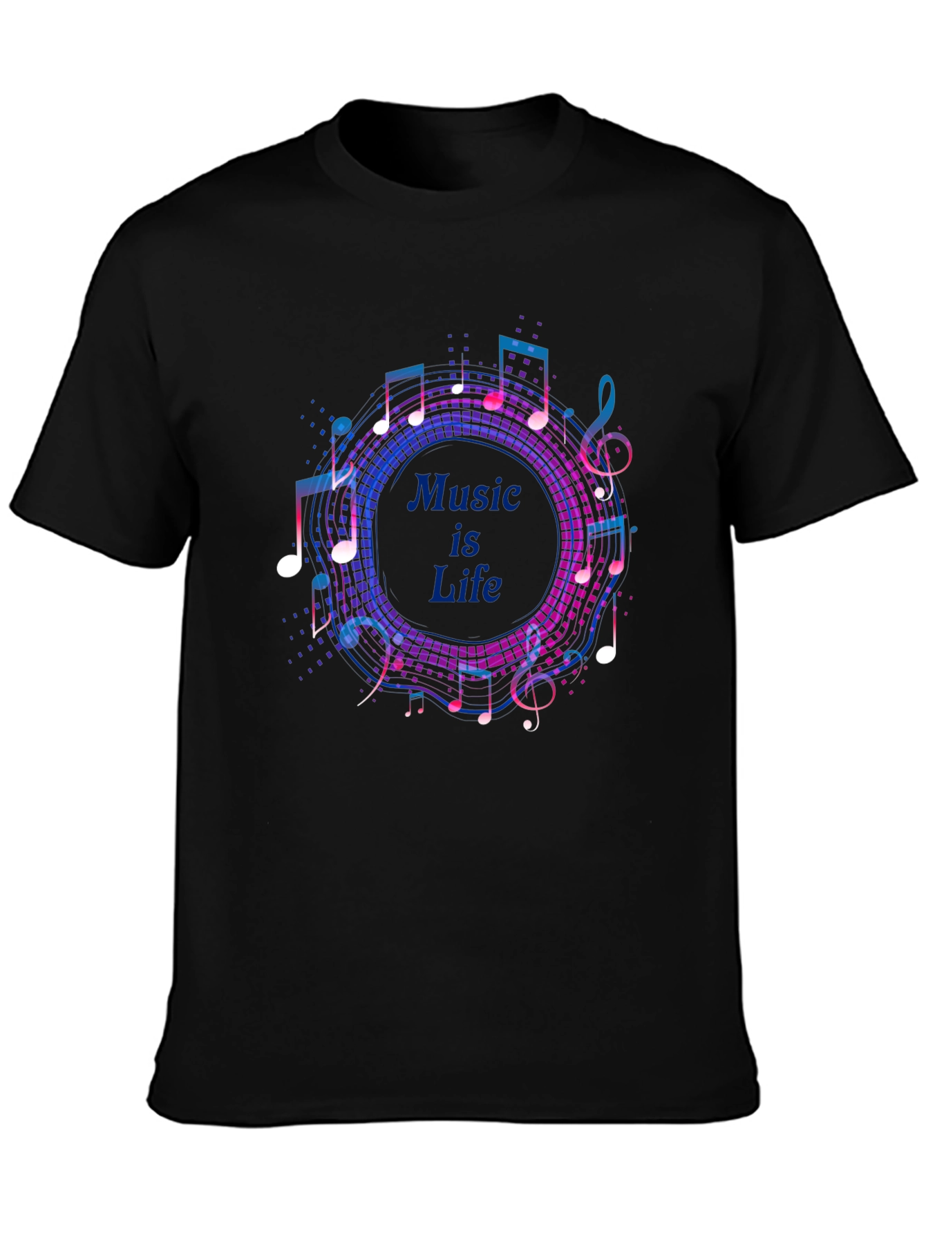 Music is Life Graphic Tee - Mens Black T-Shirt