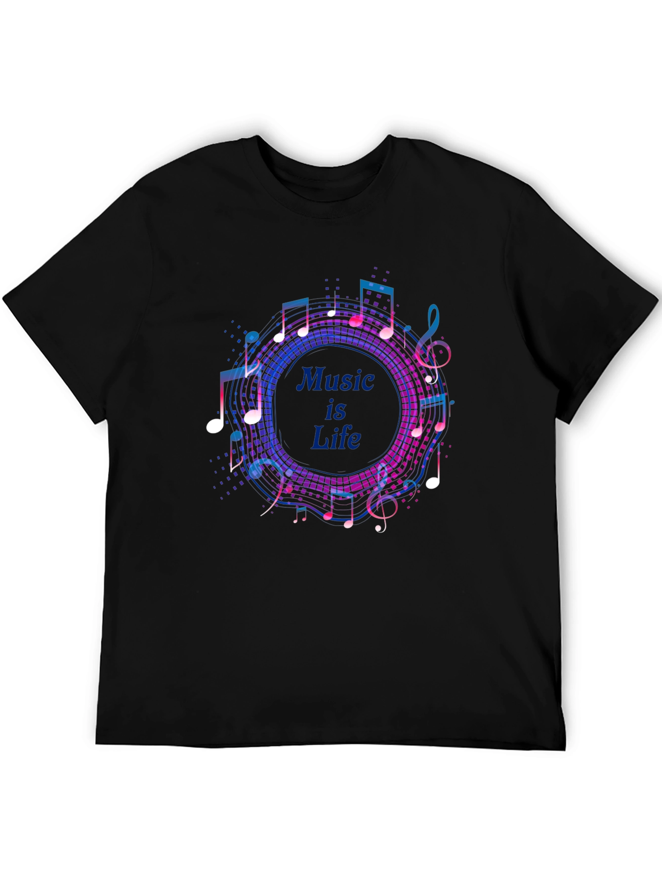 Music is Life Graphic Tee - Mens Black T-Shirt