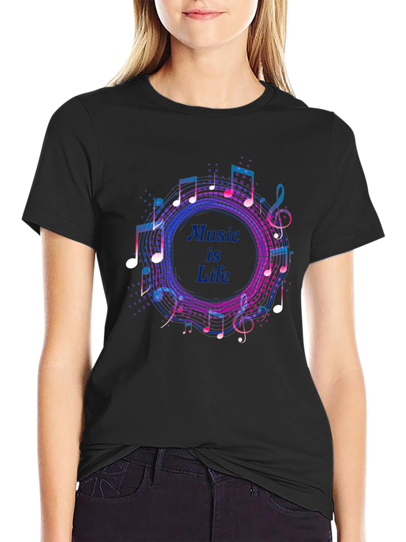 Music is Life Graphic Tee - Mens Black T-Shirt