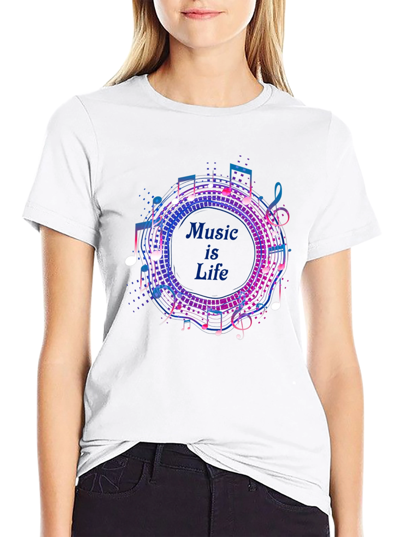 Music is Life Graphic Tee - Mens Black T-Shirt