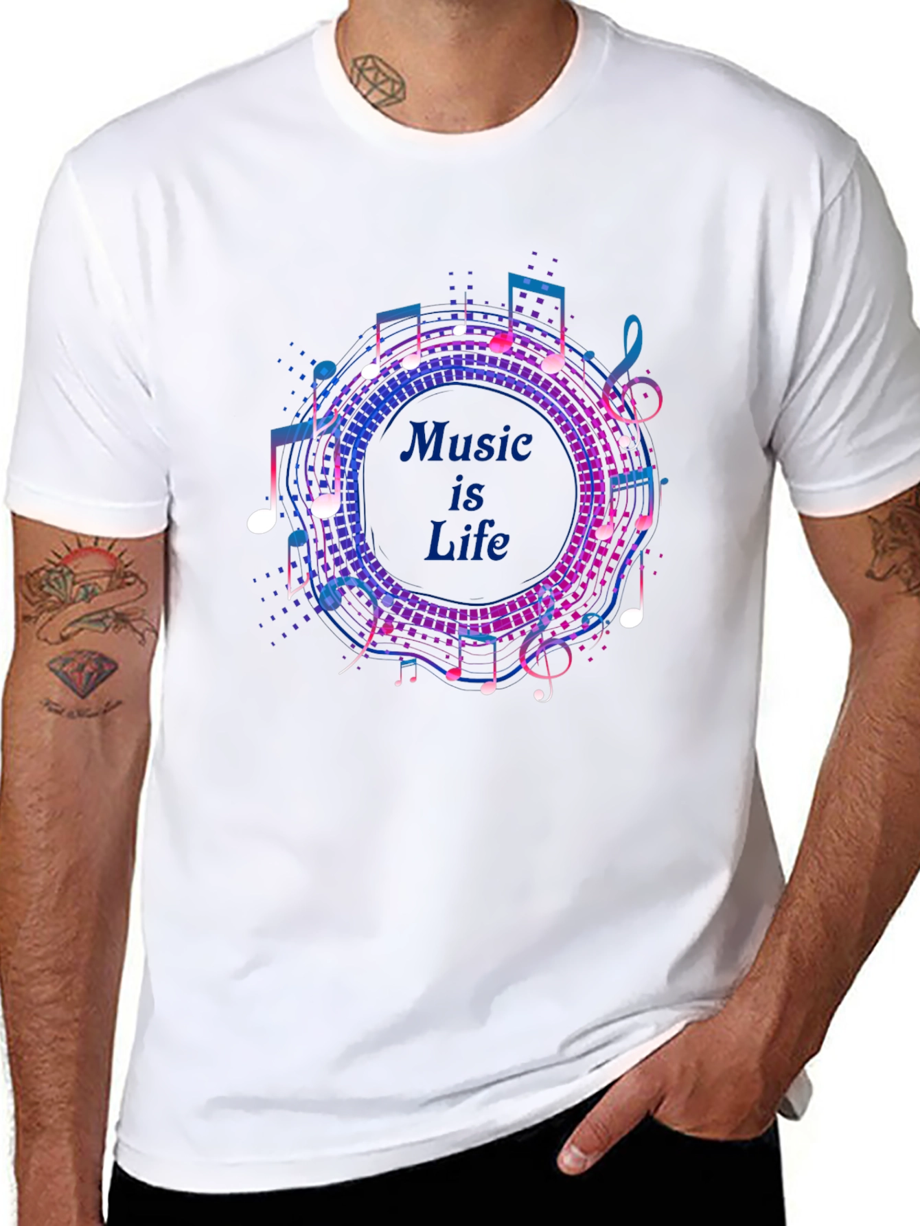 Music is Life Graphic Tee - Mens Black T-Shirt