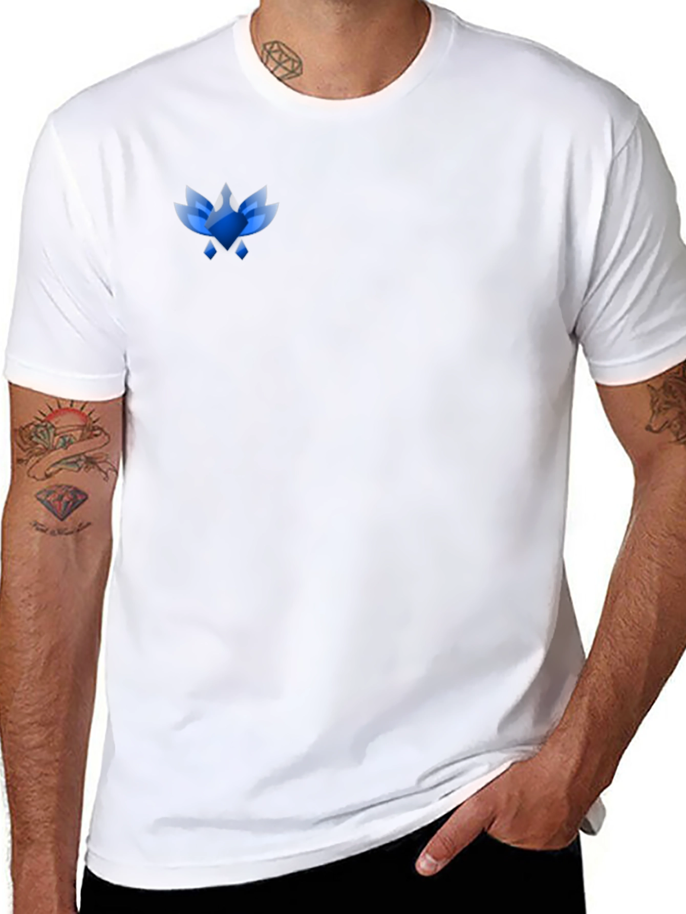 Mens Black Tee with Abstract Blue Graphic