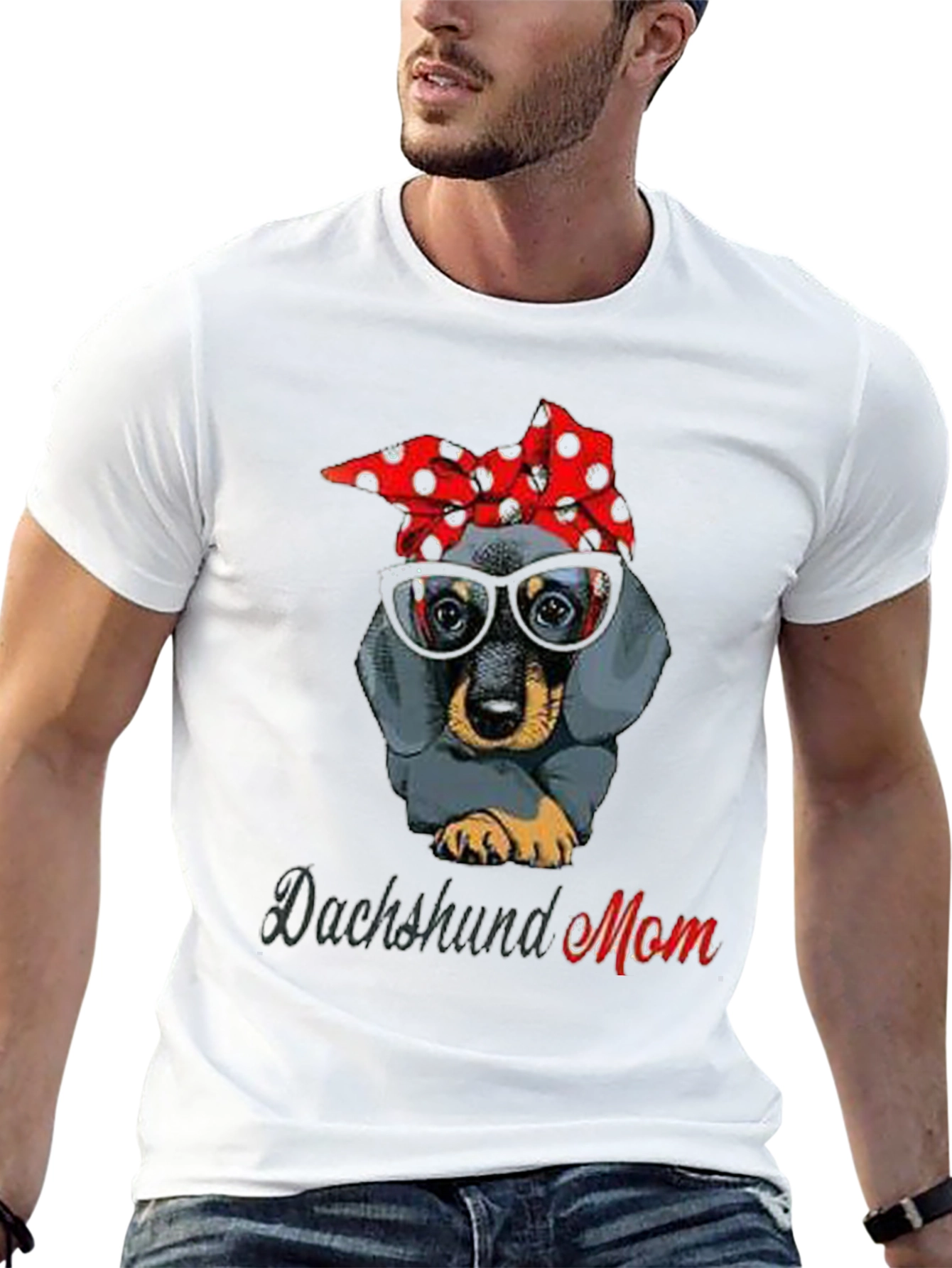 Dachshund Mom T-Shirt: Cute Dog Bandana & Glasses Tee