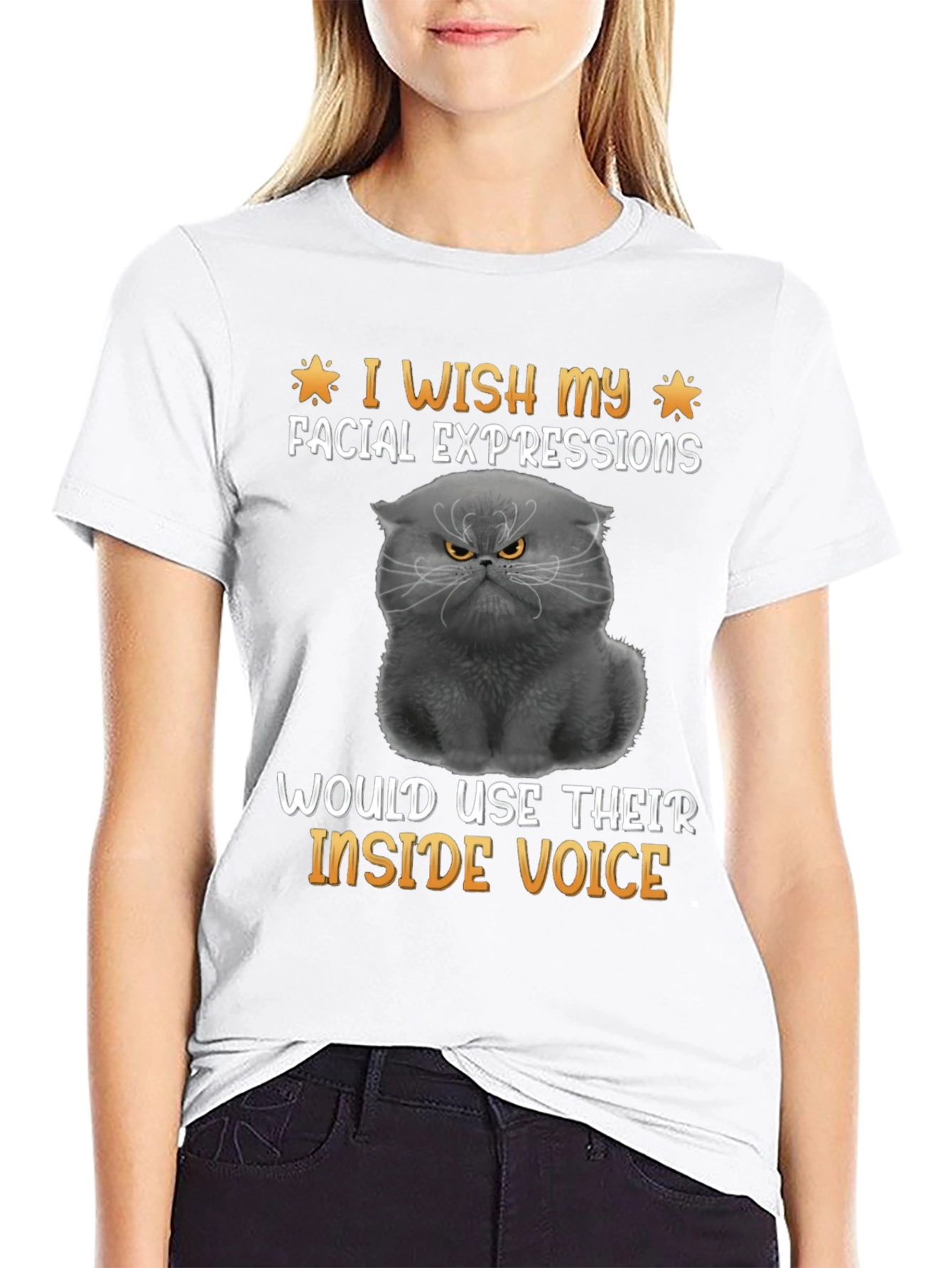Grumpy Cat T-Shirt - Inside Voice Facial Expression