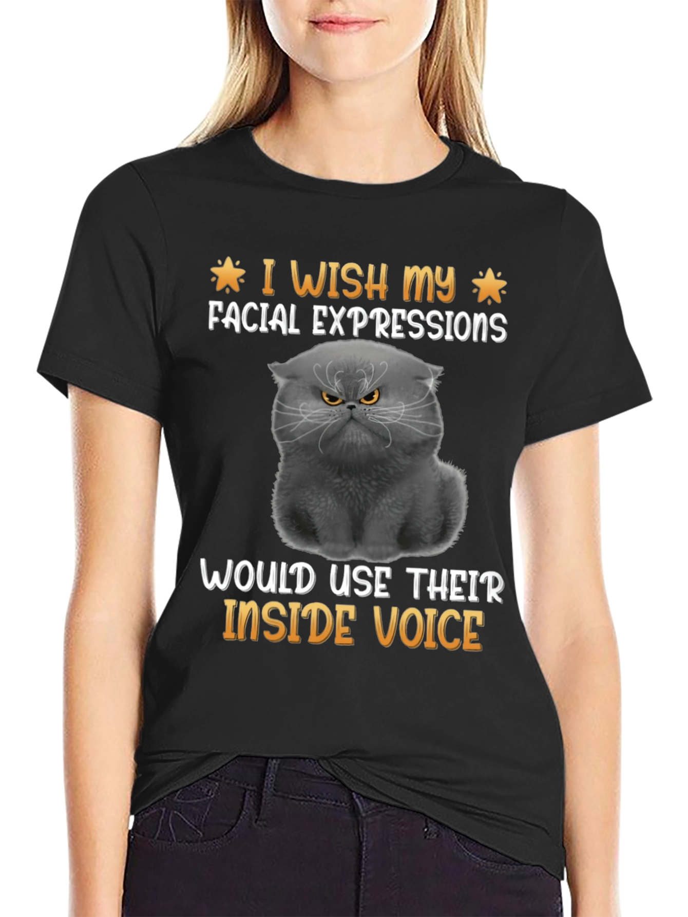 Grumpy Cat T-Shirt - Inside Voice Facial Expression