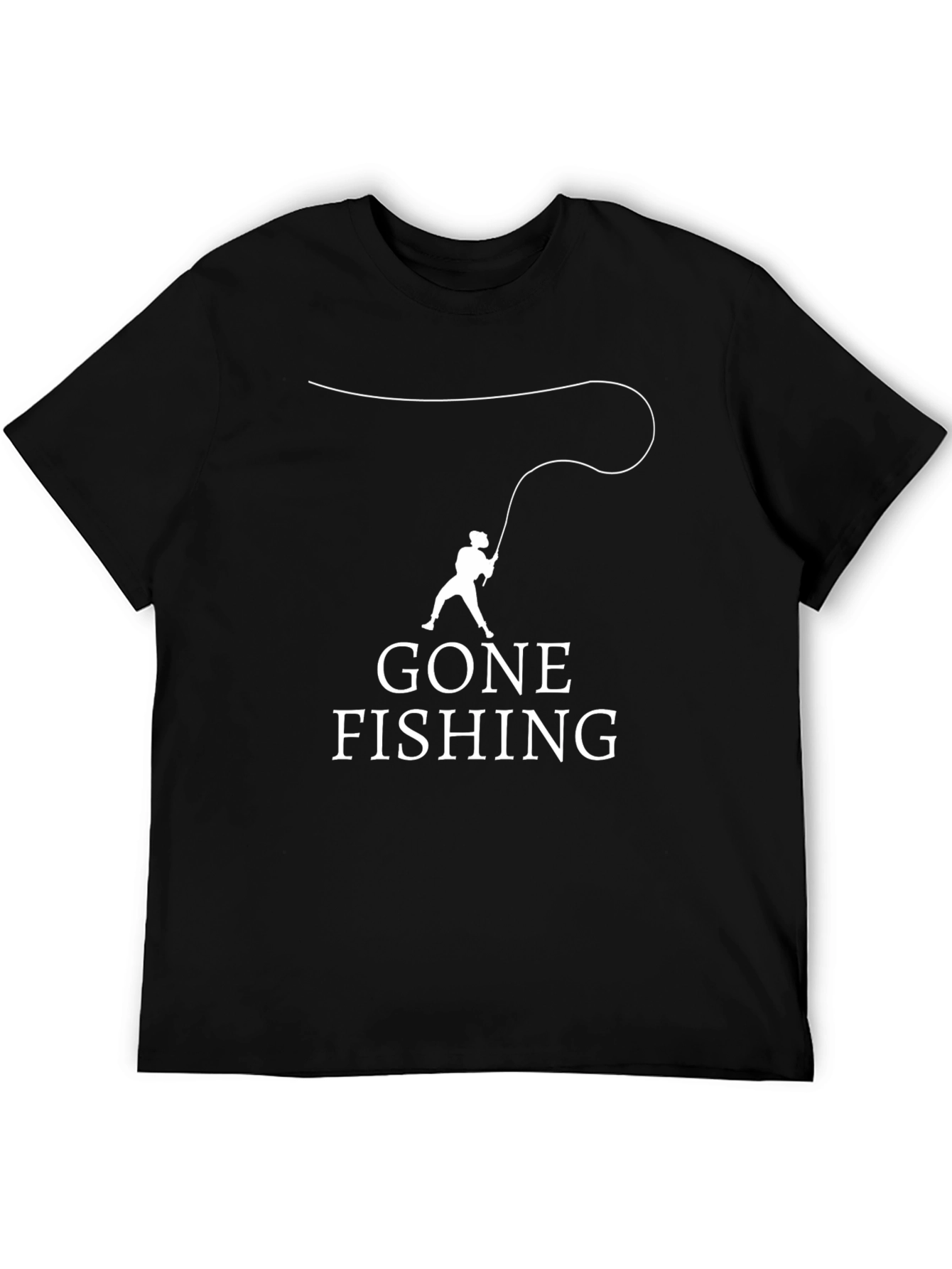 Gone Fishing Black Graphic T-Shirt