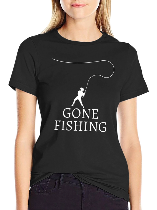 Gone Fishing Black Graphic T-Shirt