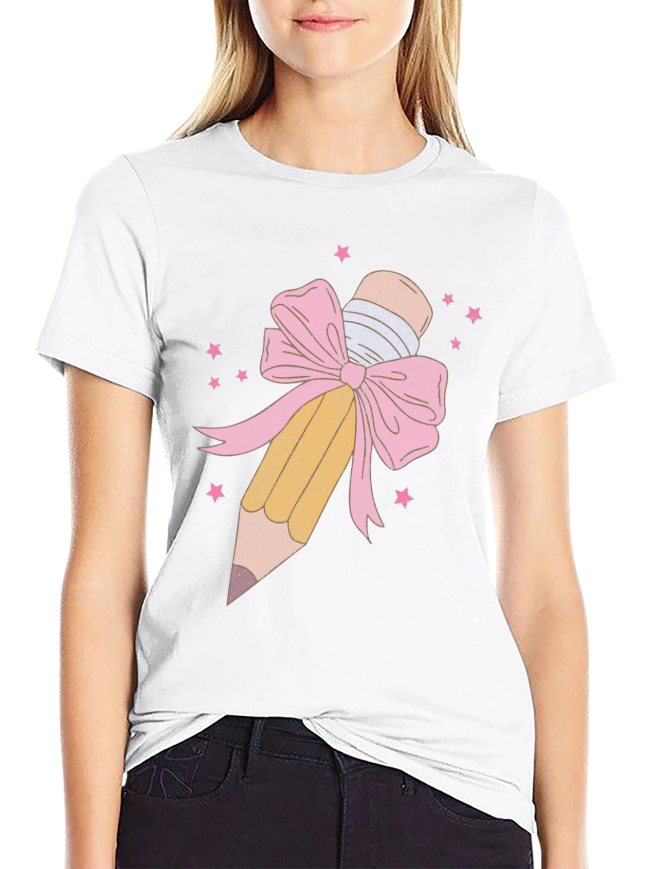 Pencil & Bow Graphic Tee - Black