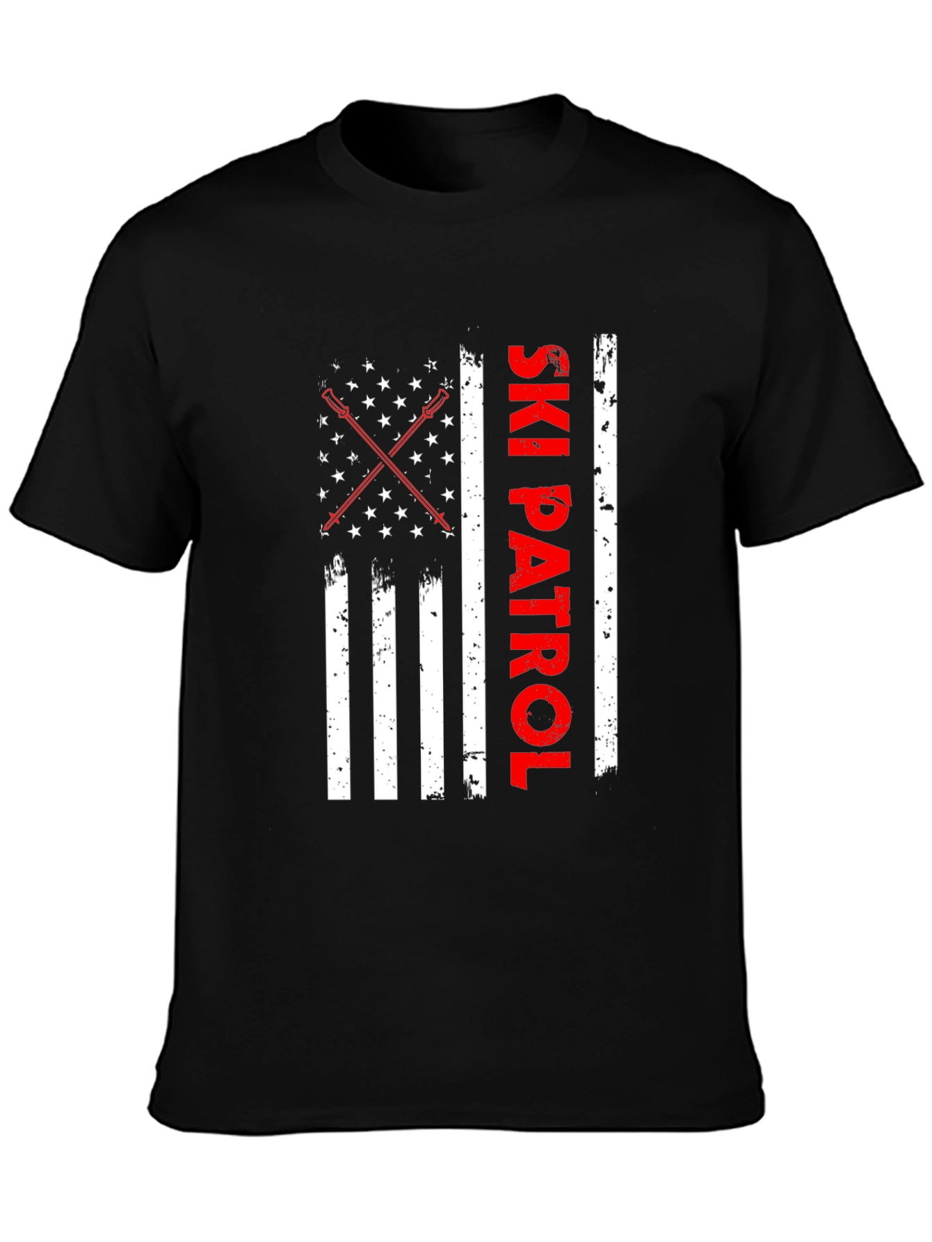 Ski Patrol American Flag Graphic Tee - Black